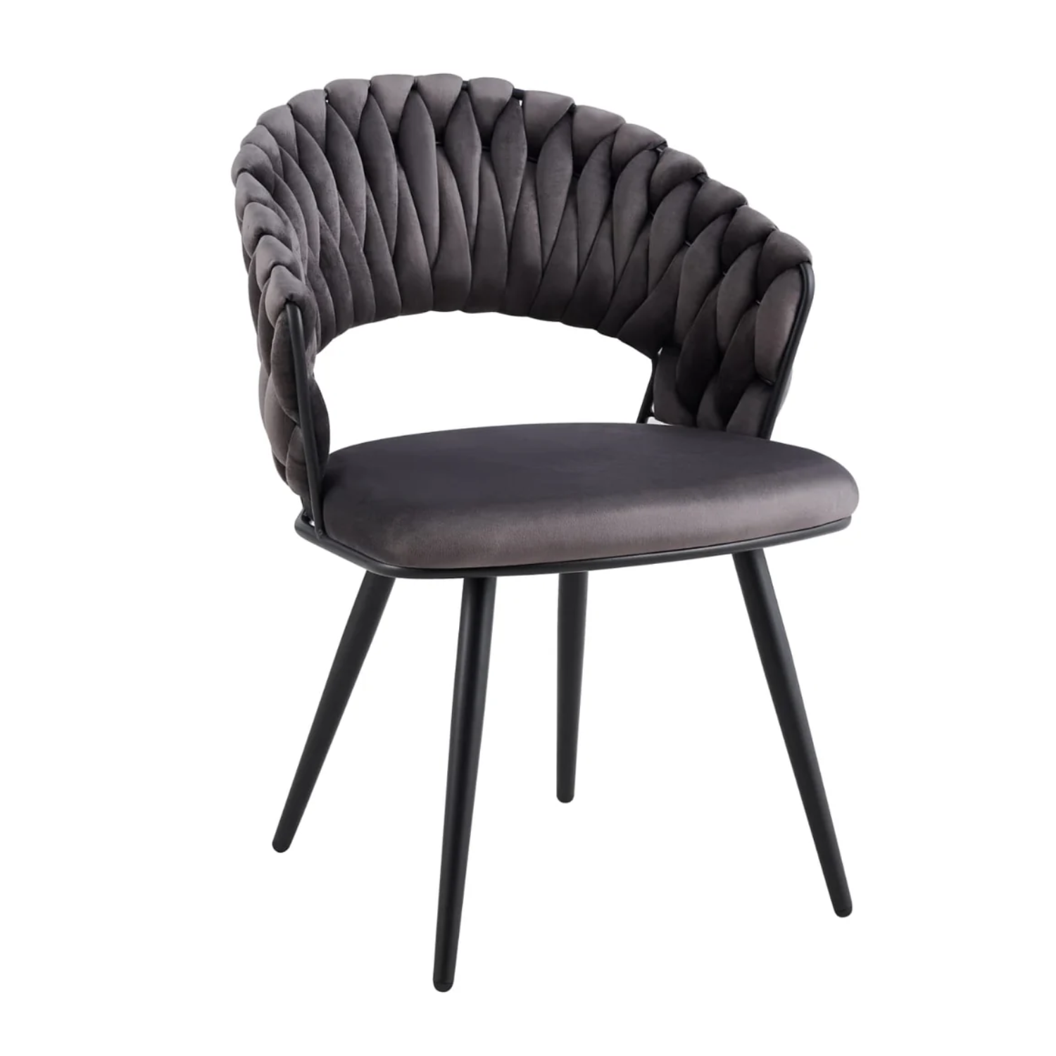 Chaise avec Pieds en Métal Noir et Assise en Velours