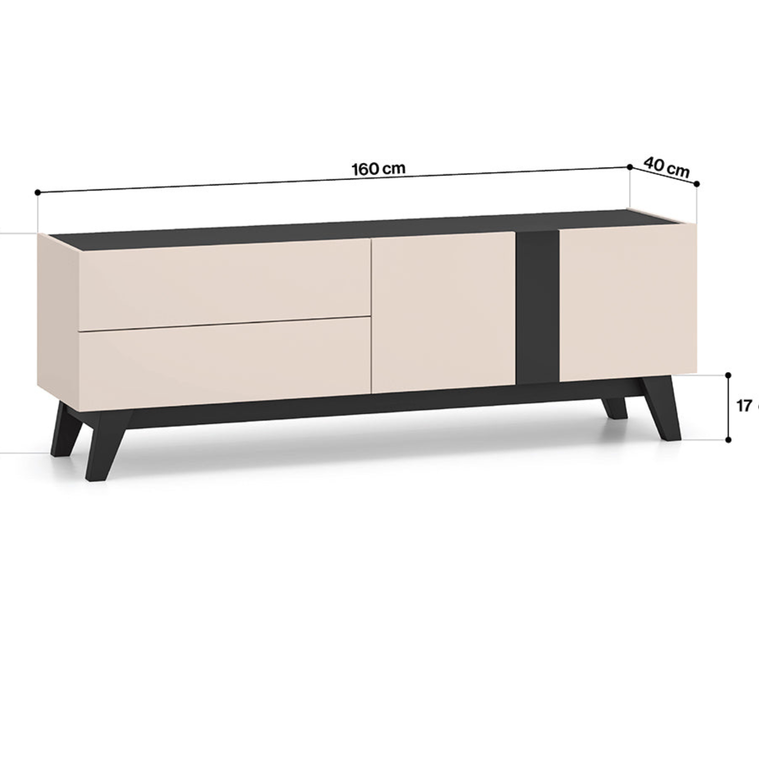 Meuble TV – Rangement Élégant avec Tiroirs à Extension Complète | Design Cachemire et Noir