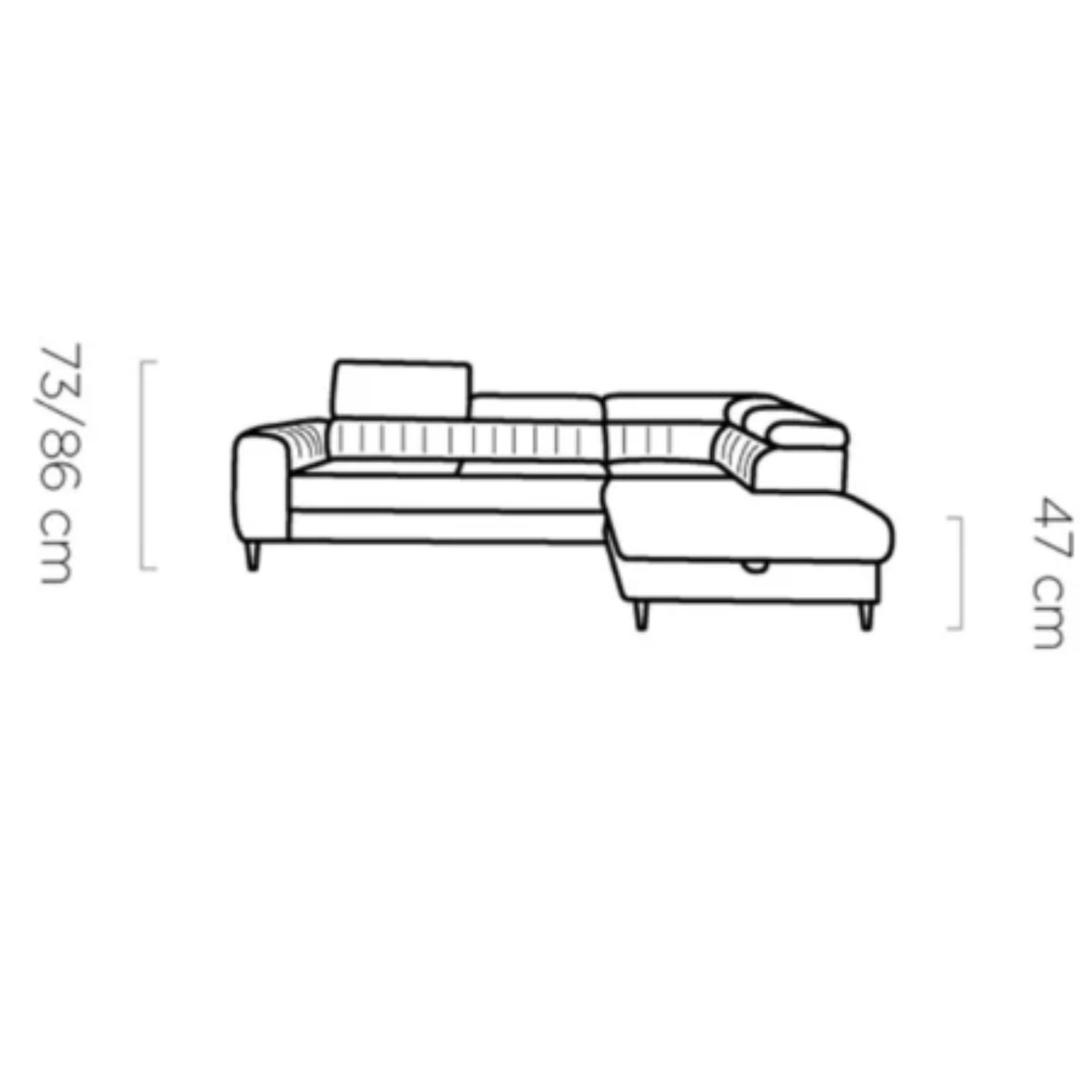 Canapé d’Angle  – Design Moderne, Système de Couchage DELFIN, Coffre de Rangement et Têtières Ajustables | Tissu Haut de Gamme