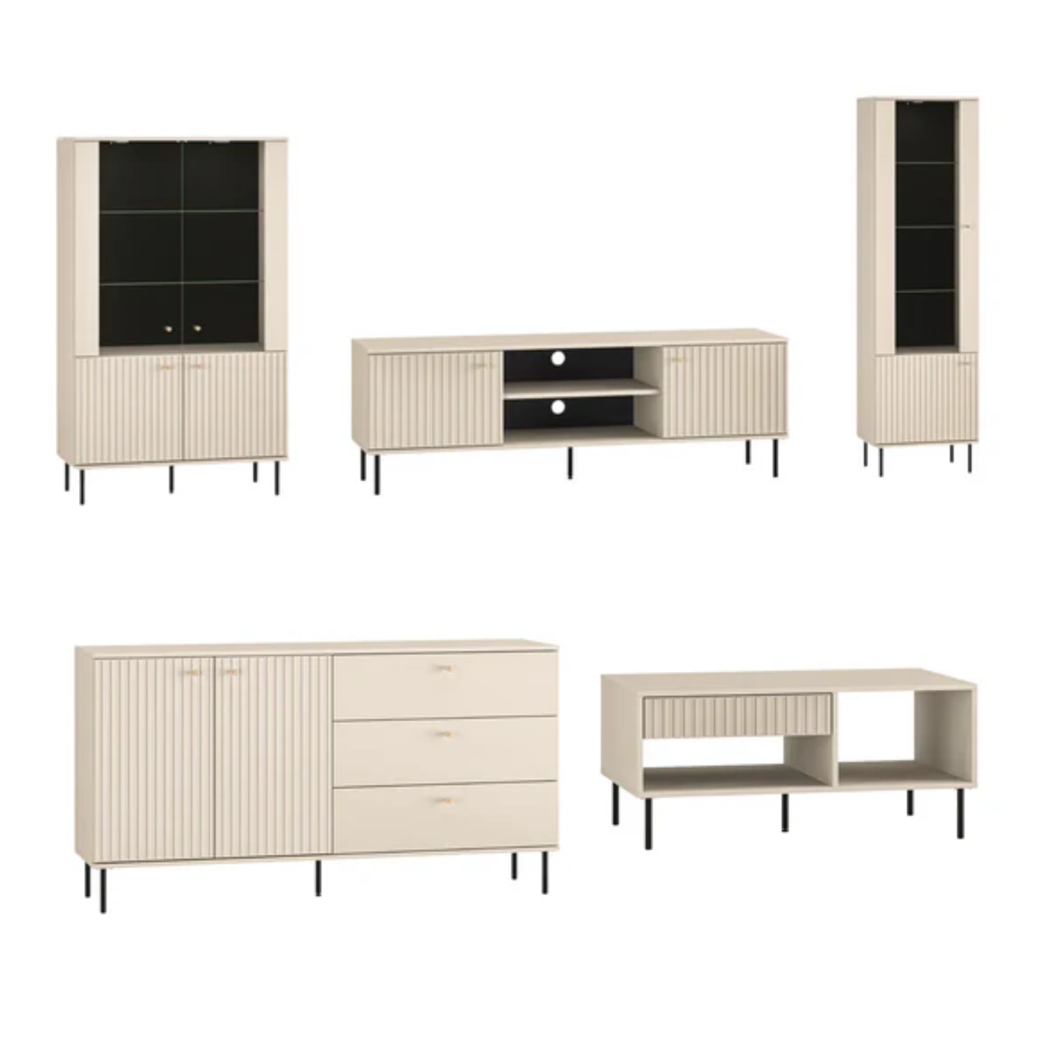 Table Basse Sofina couleur Cachemire avec Tiroir et Étageres Ouvertes