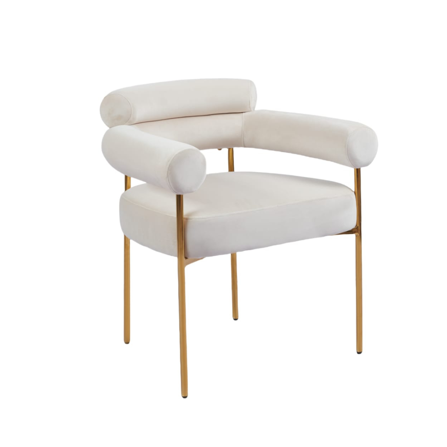 Chaise en Tissu Bouclé Blanc Doudou ou Velours avec piétement métallique