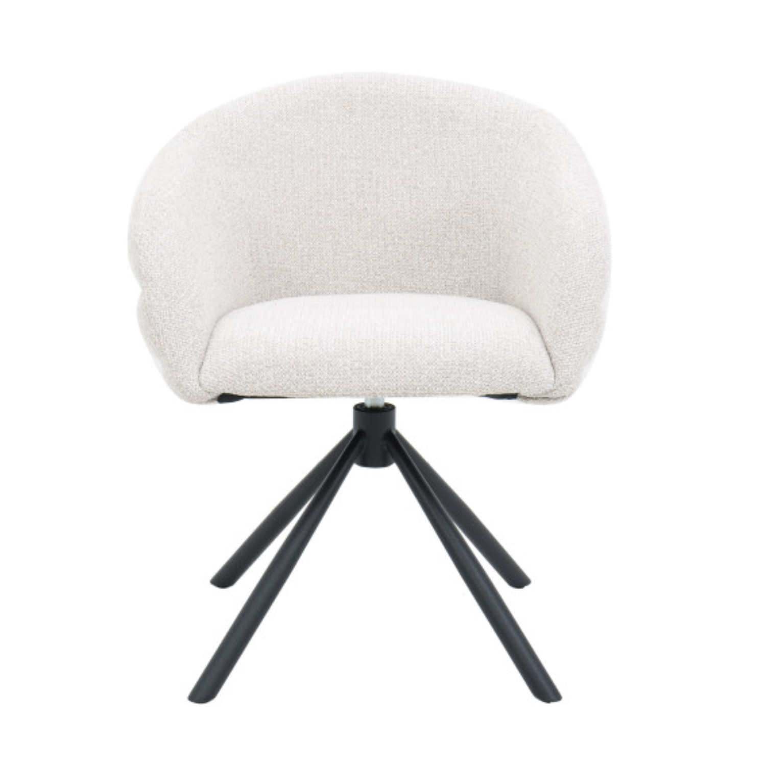 Chaise design pivotante 360° – Assise en tissu texturé, piétement en acier noir (Beige ou Taupe)