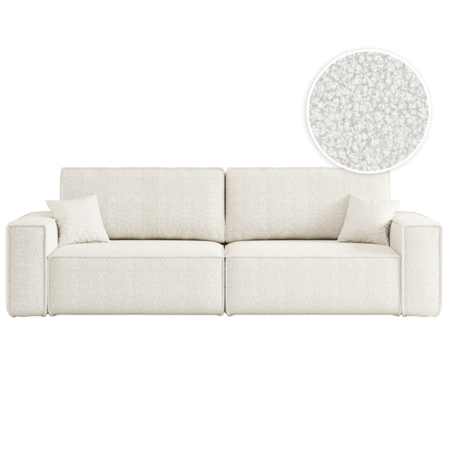 Canapé droit 3 places convertible en tissu bouclette