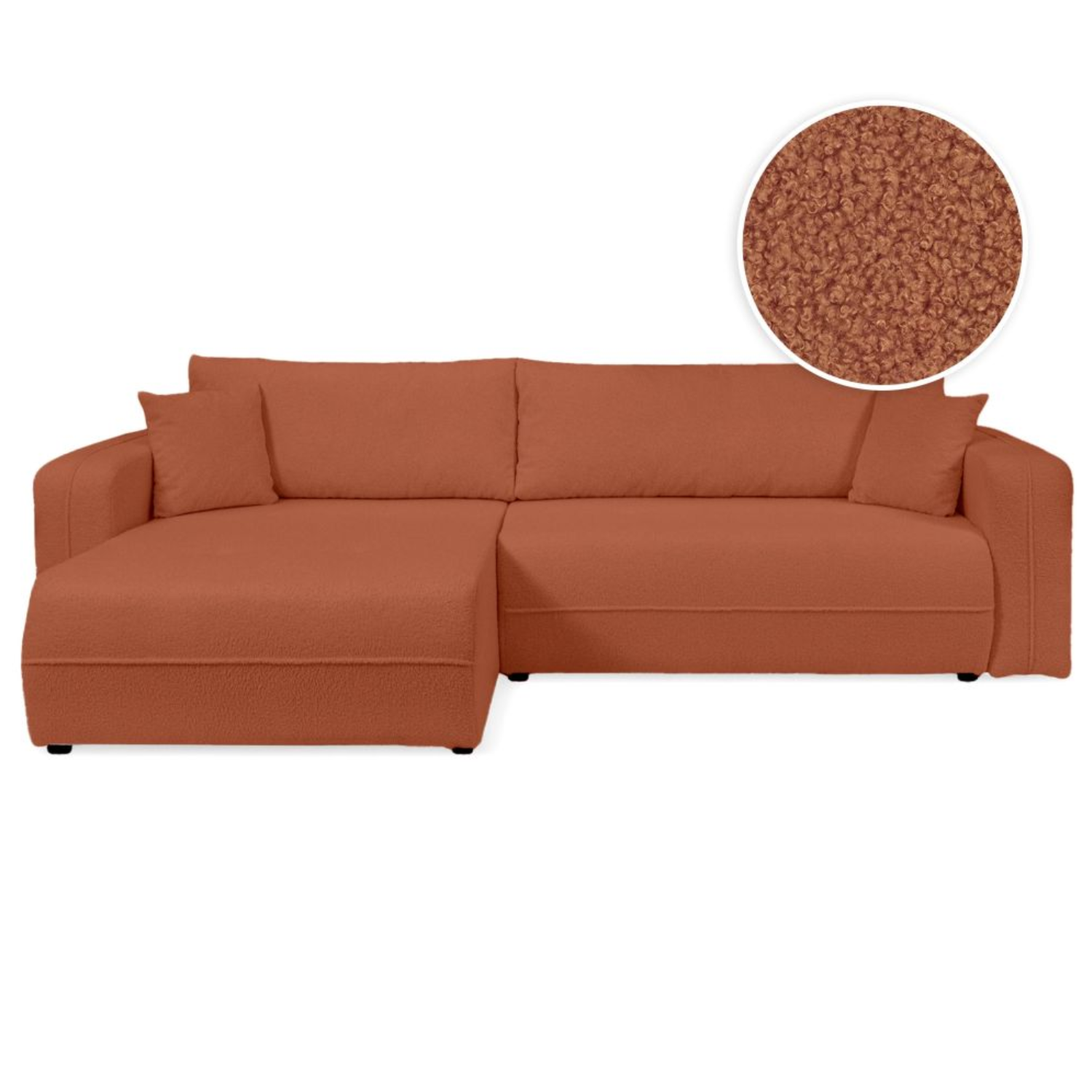 Canapé d'angle max réversible et convertible 5 places en tissu bouclettes