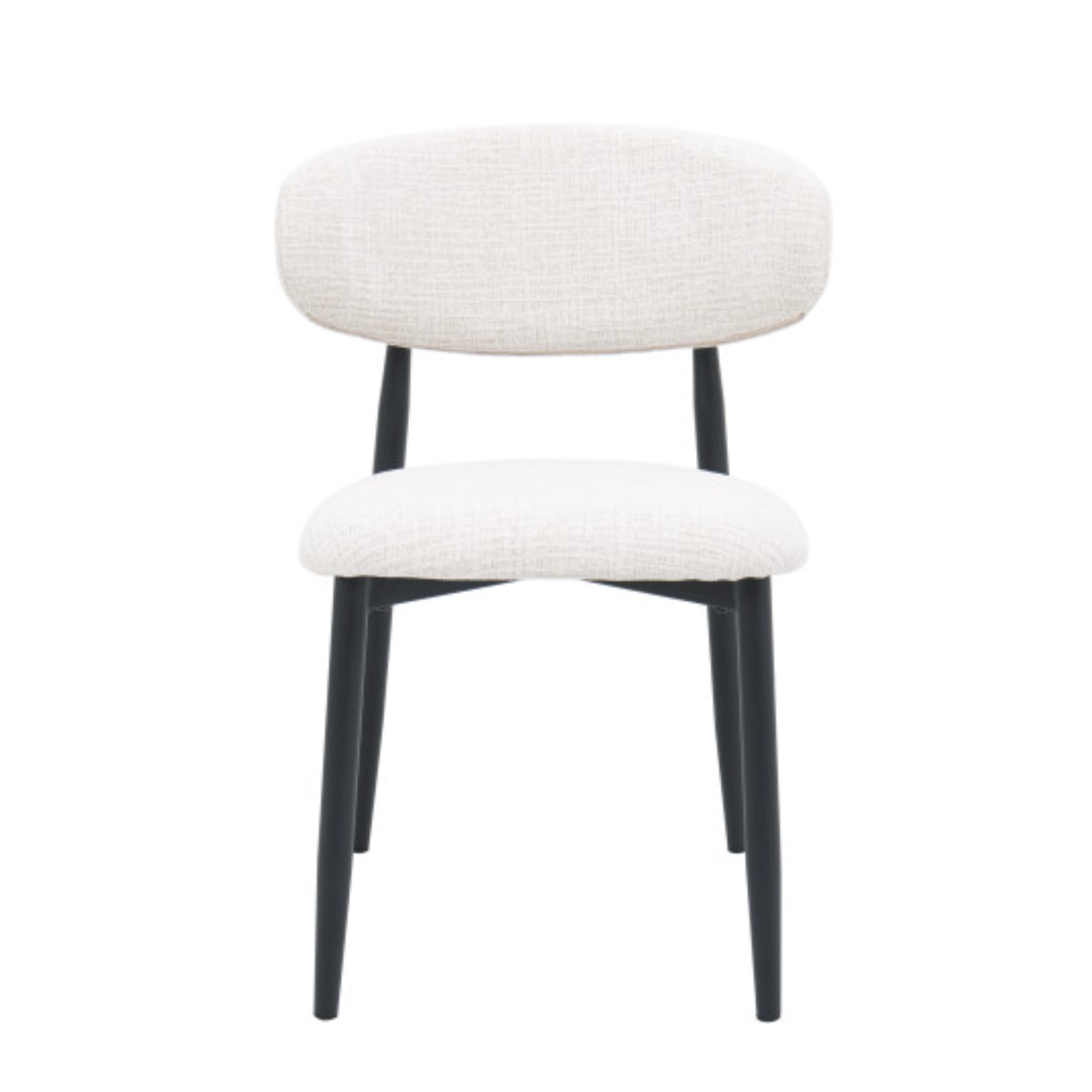 Chaise design – Assise et dossier en tissu, piétement acier (Beige ou Blanc)