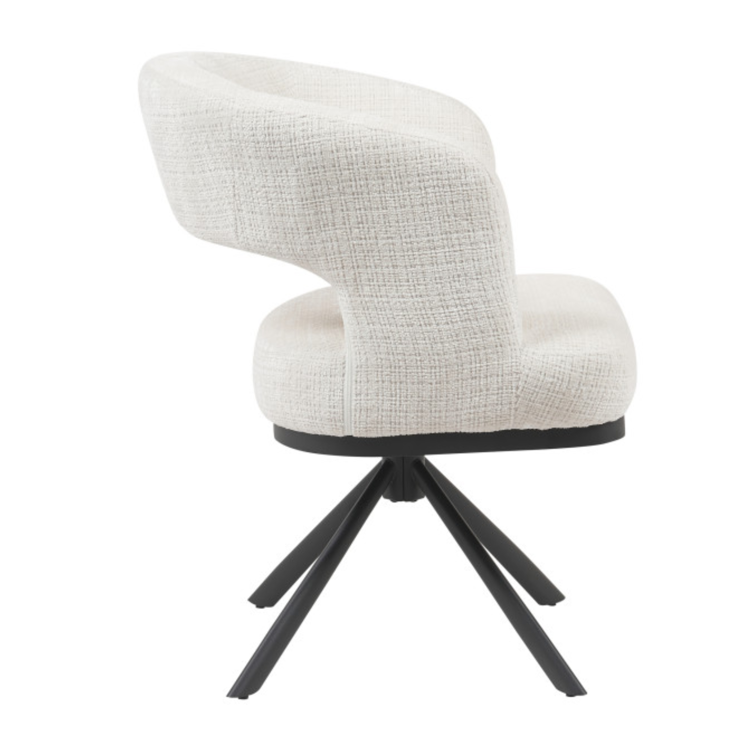 Chaise design pivotante 360° – Assise en tissu bouclé texturé, piétement en acier (Beige ou Taupe)
