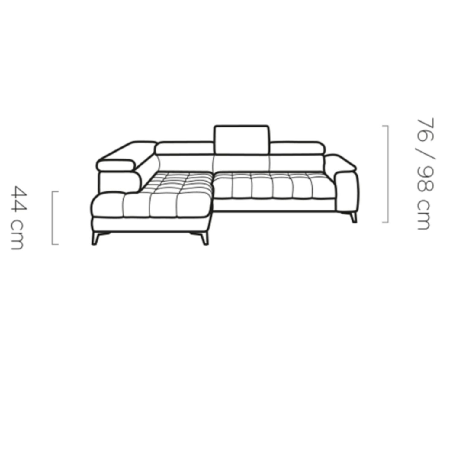 Canapé d’angle convertible électrique avec appuie-têtes réglables