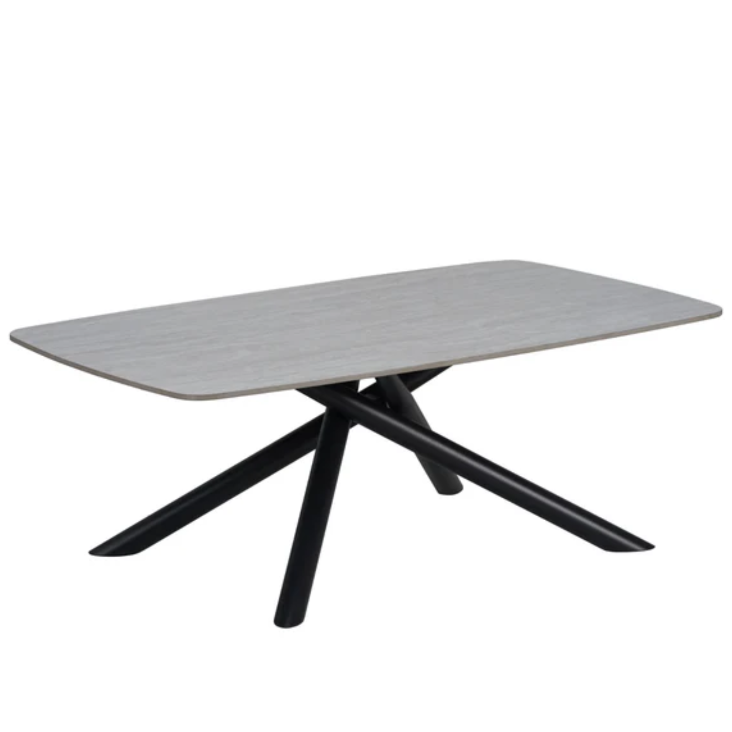 Table basse – Céramique travertin & pieds en métal noir – 120x70x45 cm