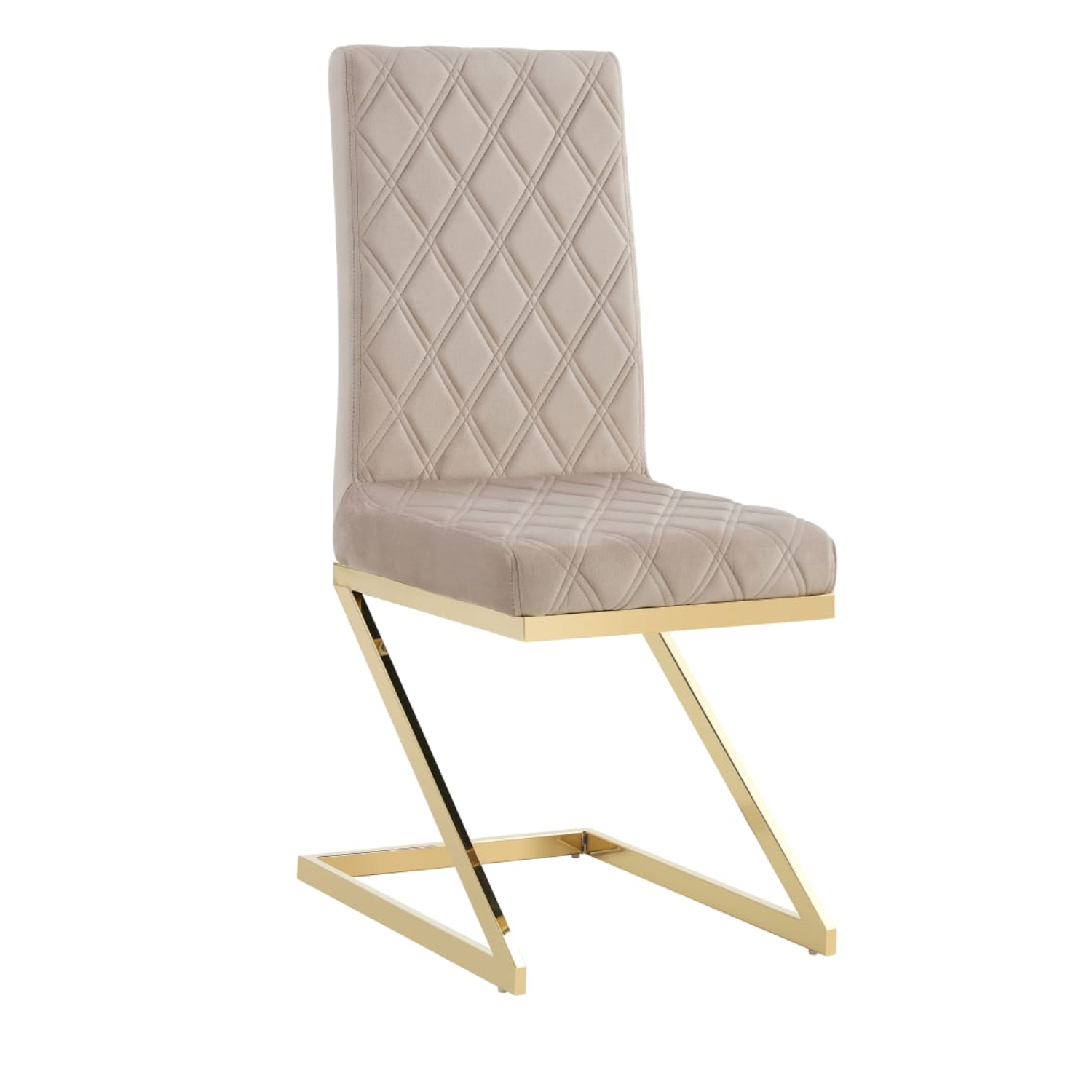 Chaise de bureau assise en velours et pieds en acier