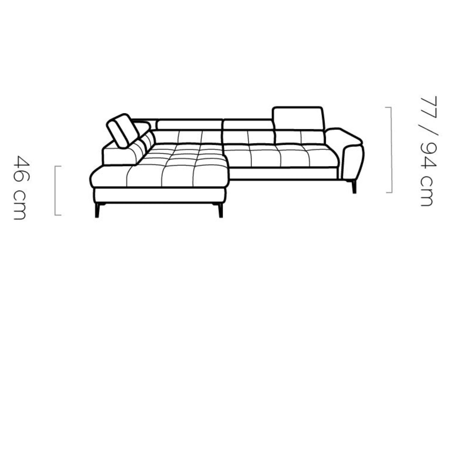Canapé d’angle convertible moderne avec système d’ouverture DELFIN et dossier coulissant