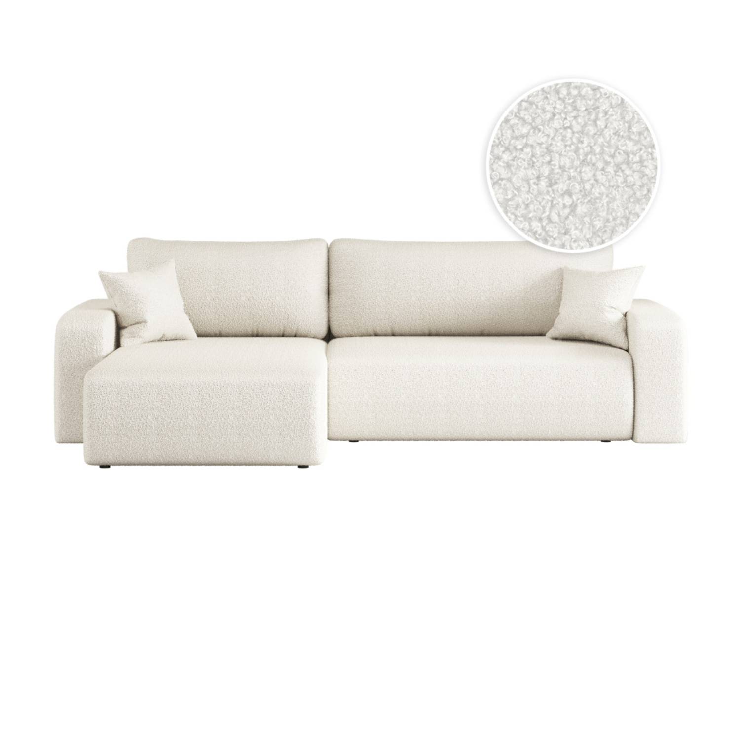 Canapé d'angle max réversible et convertible 5 places en tissu bouclette