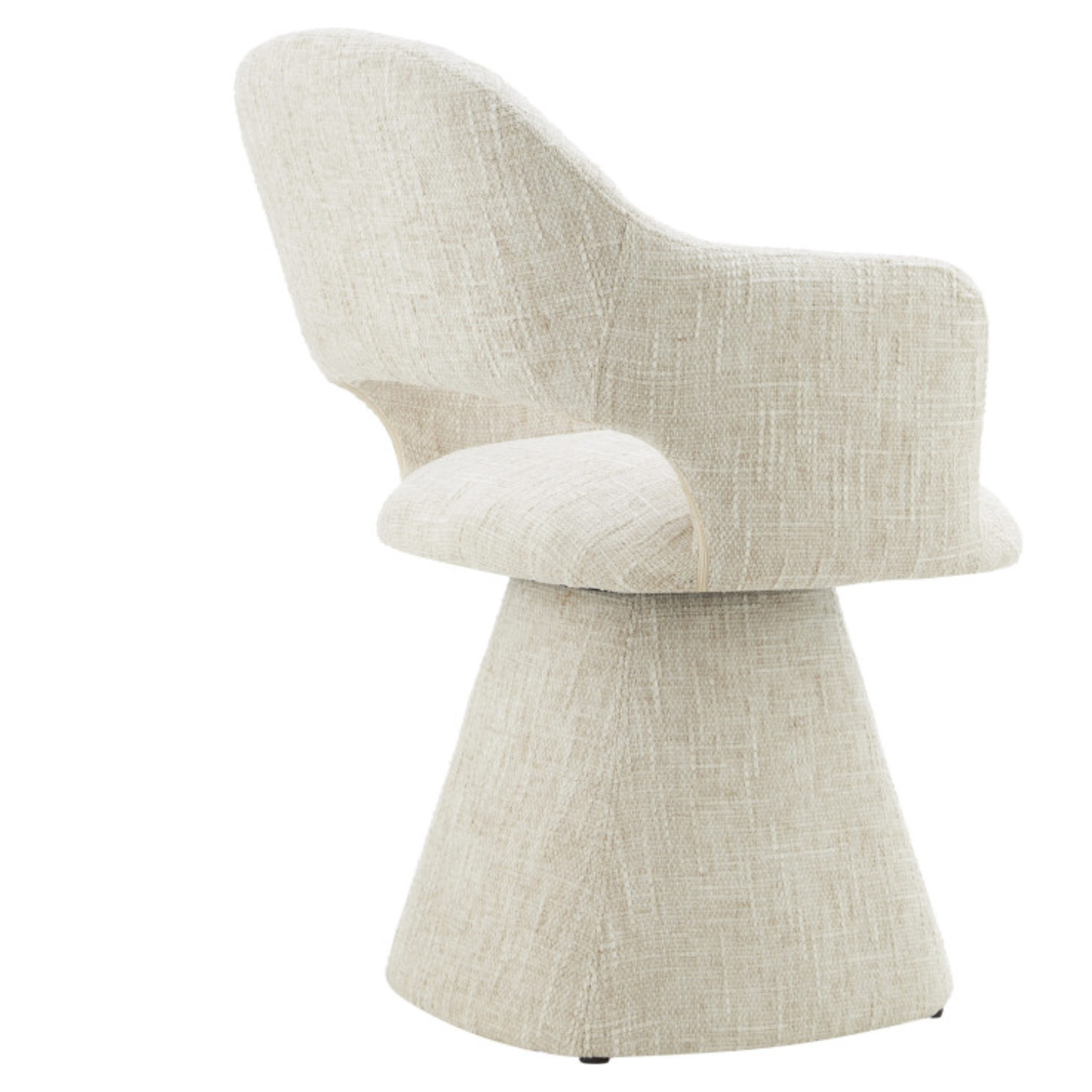 Chaise design – Coque enveloppante en tissu & base trapézoïdale (Beige ou Gris clair)