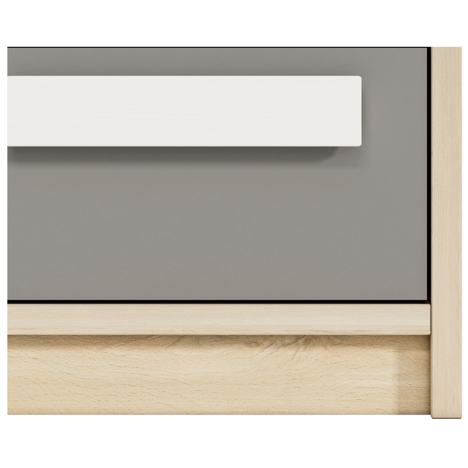 Table de chevet moderne Hêtre Fjord + Blanc avec tiroir, finition haute qualité, bordure ABS