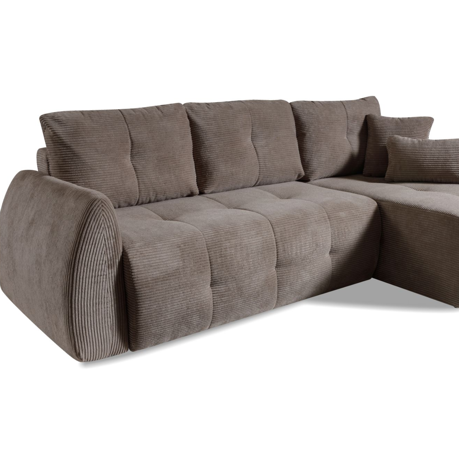 Canapé d'angle extensible matelassé 252 cm avec coffre marron