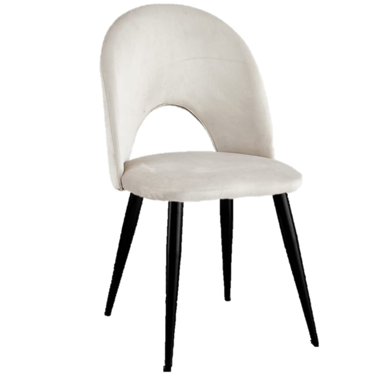 Chaise en velours avec piètement noir ou doré – L 45 cm x P 45 cm x H 90 cm