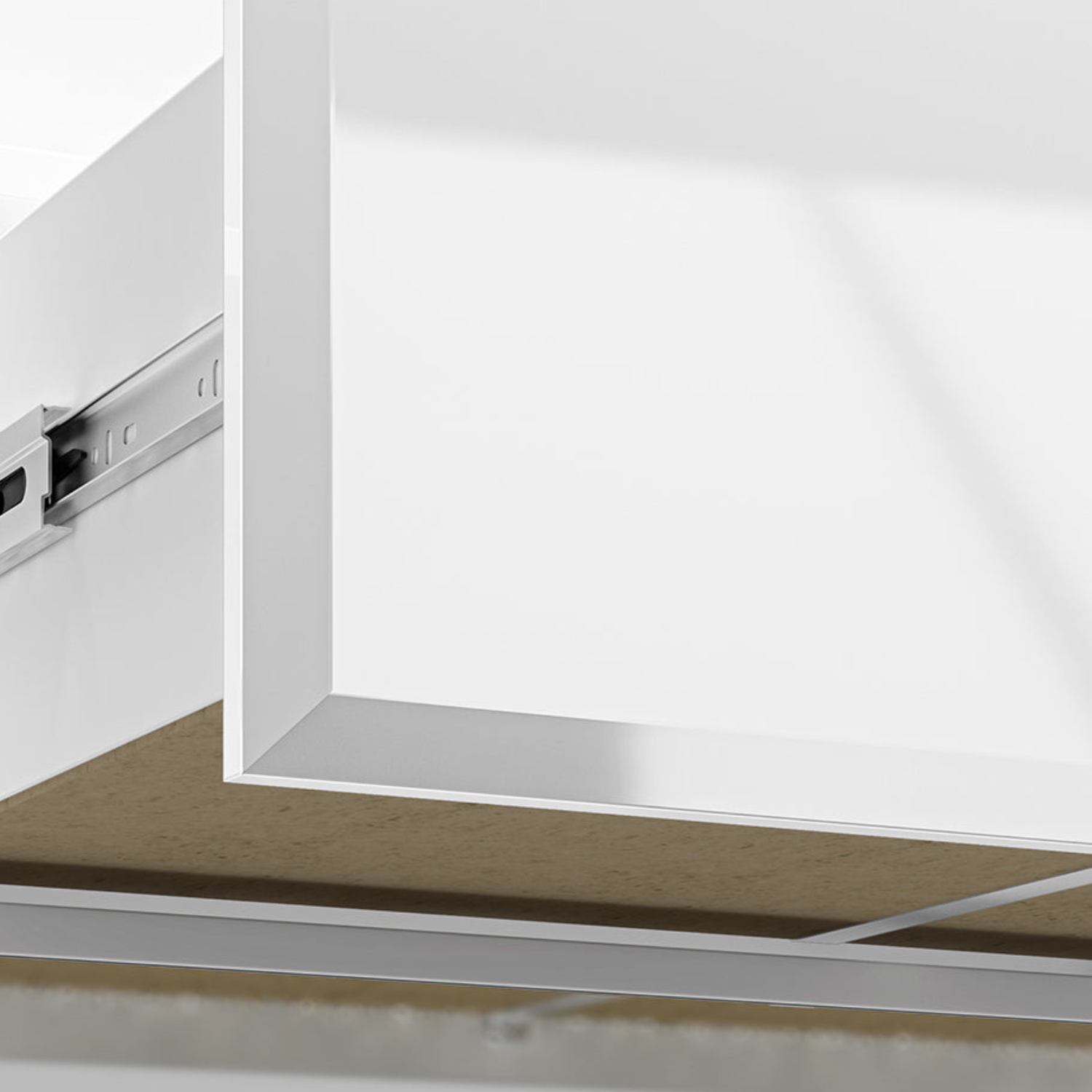 Meuble TV Moderne en Blanc Brillant avec Bordure ABS Durable et Tiroirs Spacieux