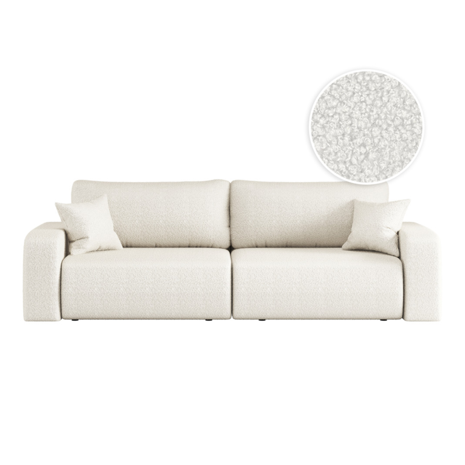 Canapé convertible 3 places – avec coffre de rangement – Tissu bouclette ou velours côtelé – Fabrication européenne