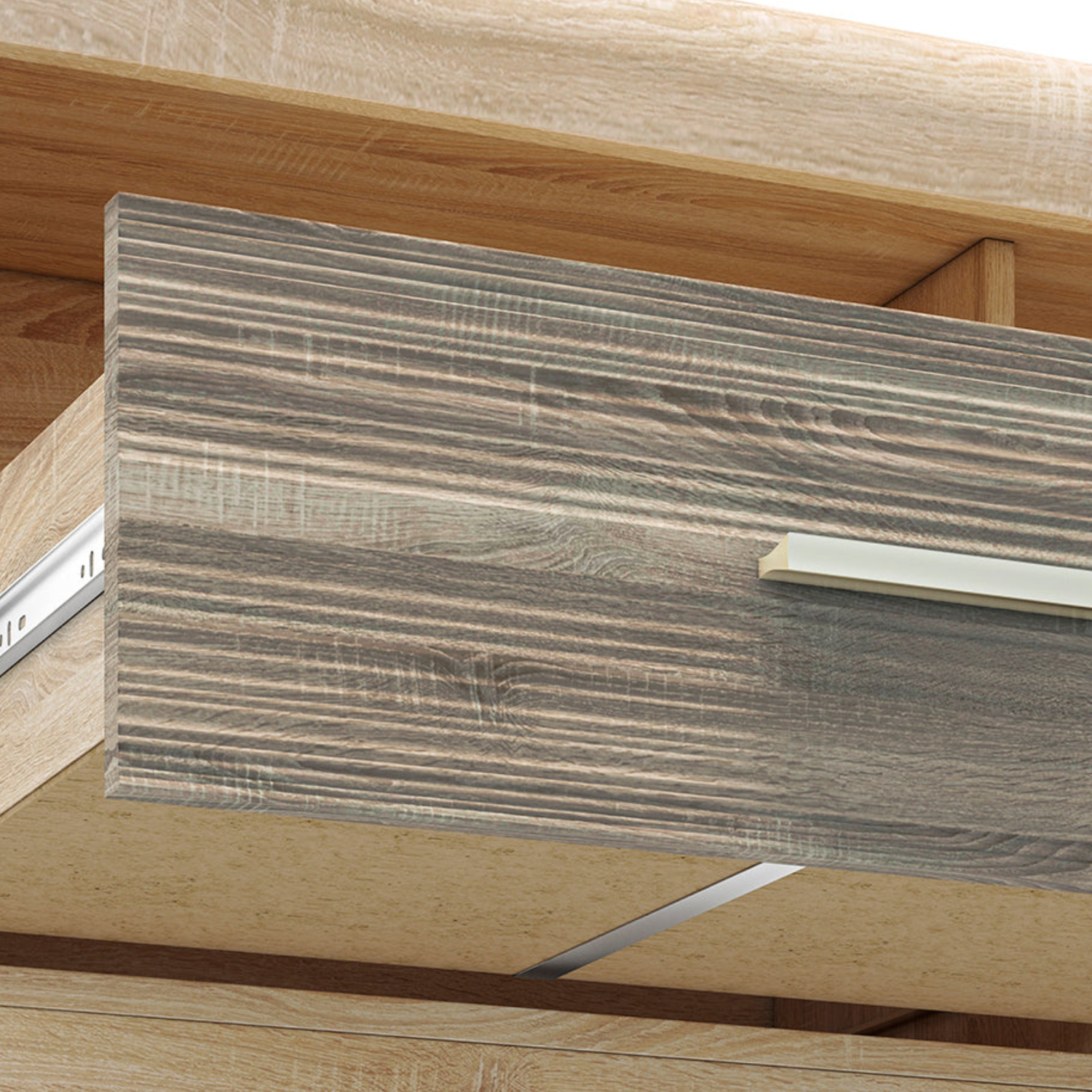 Meuble TV moderne Sonoma Light & Truffe – design élégant avec tiroirs renforcés