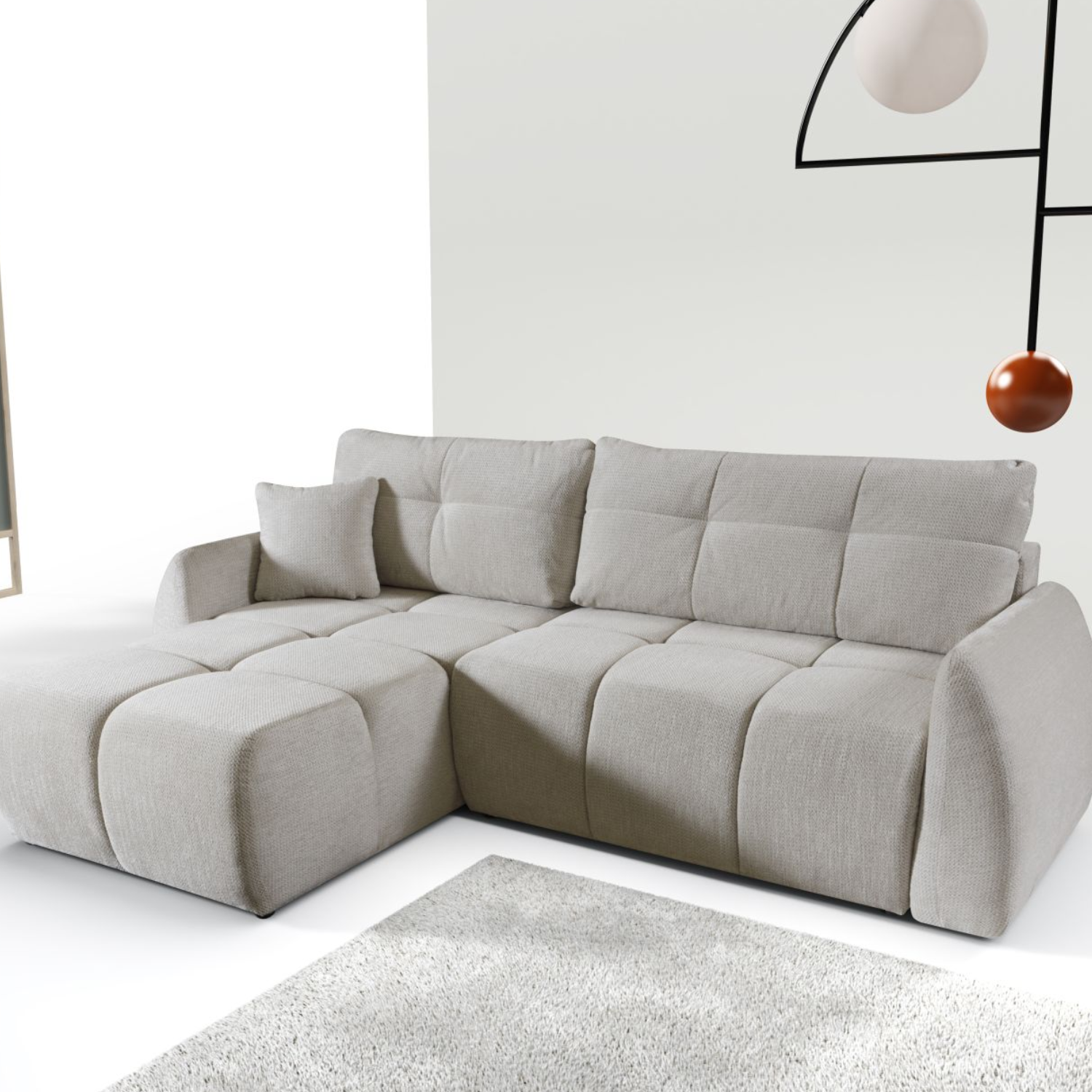 Canapé d’angle convertible – 255 cm – Couchage & Rangement – Moderne et modulable