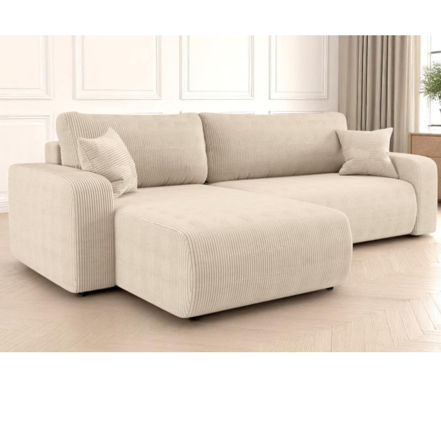 Canapé d'angle max réversible et convertible 5 places en velours côtelé