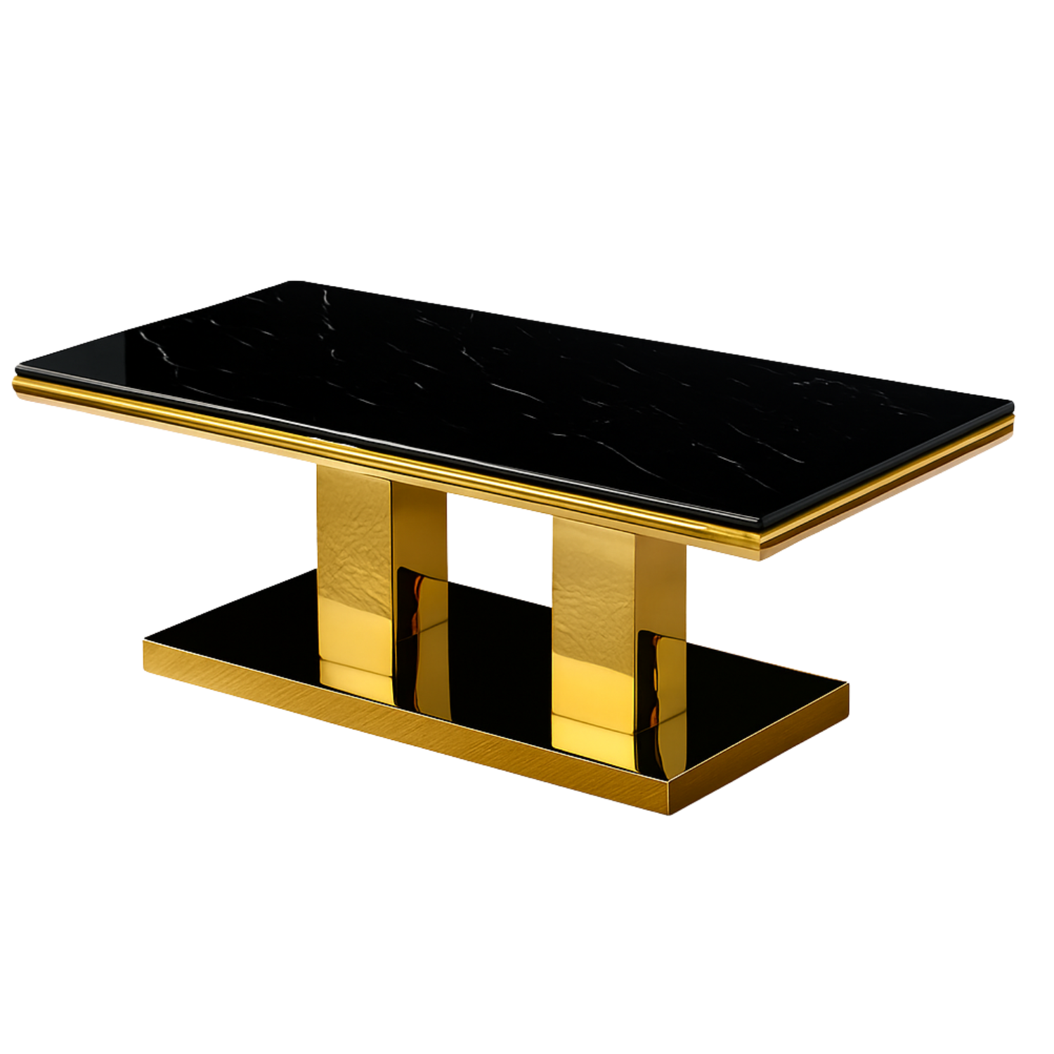 Table basse en marbre et pieds dorés