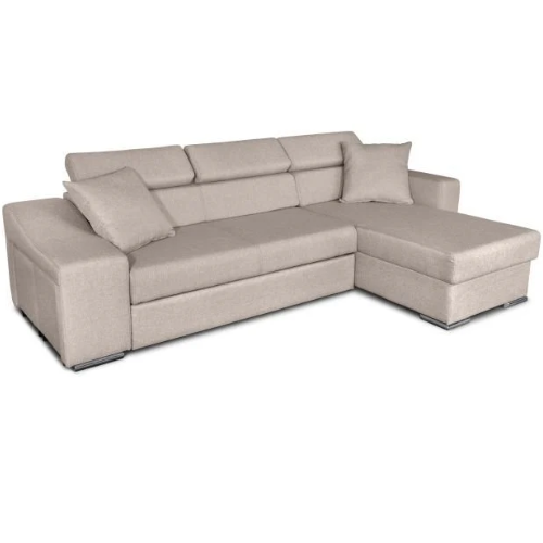 Canapé d'angle réversible, convertible avec coffre et 2 poufs en tissu