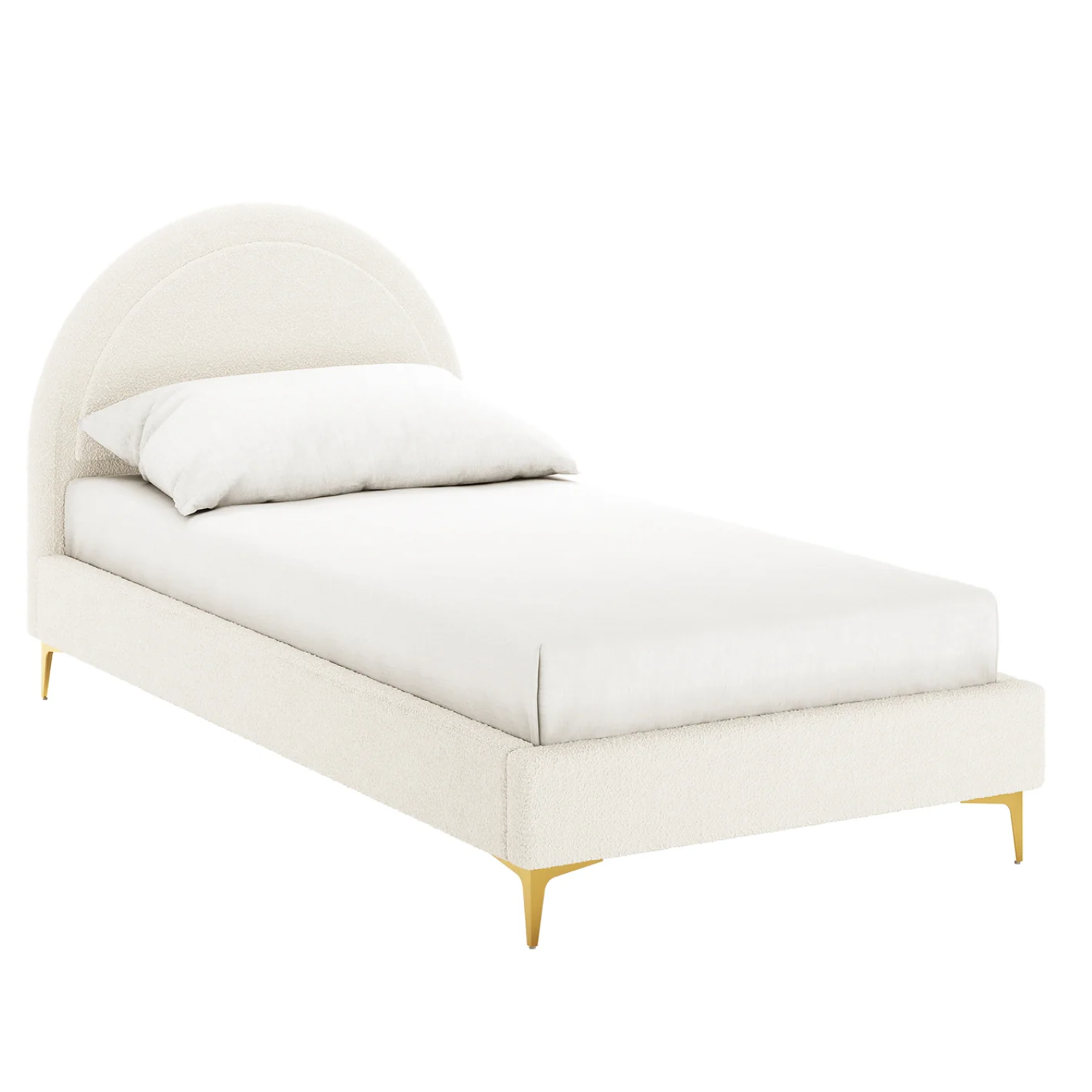 Lit enfant 90x190 cm – Velours rose et blanc