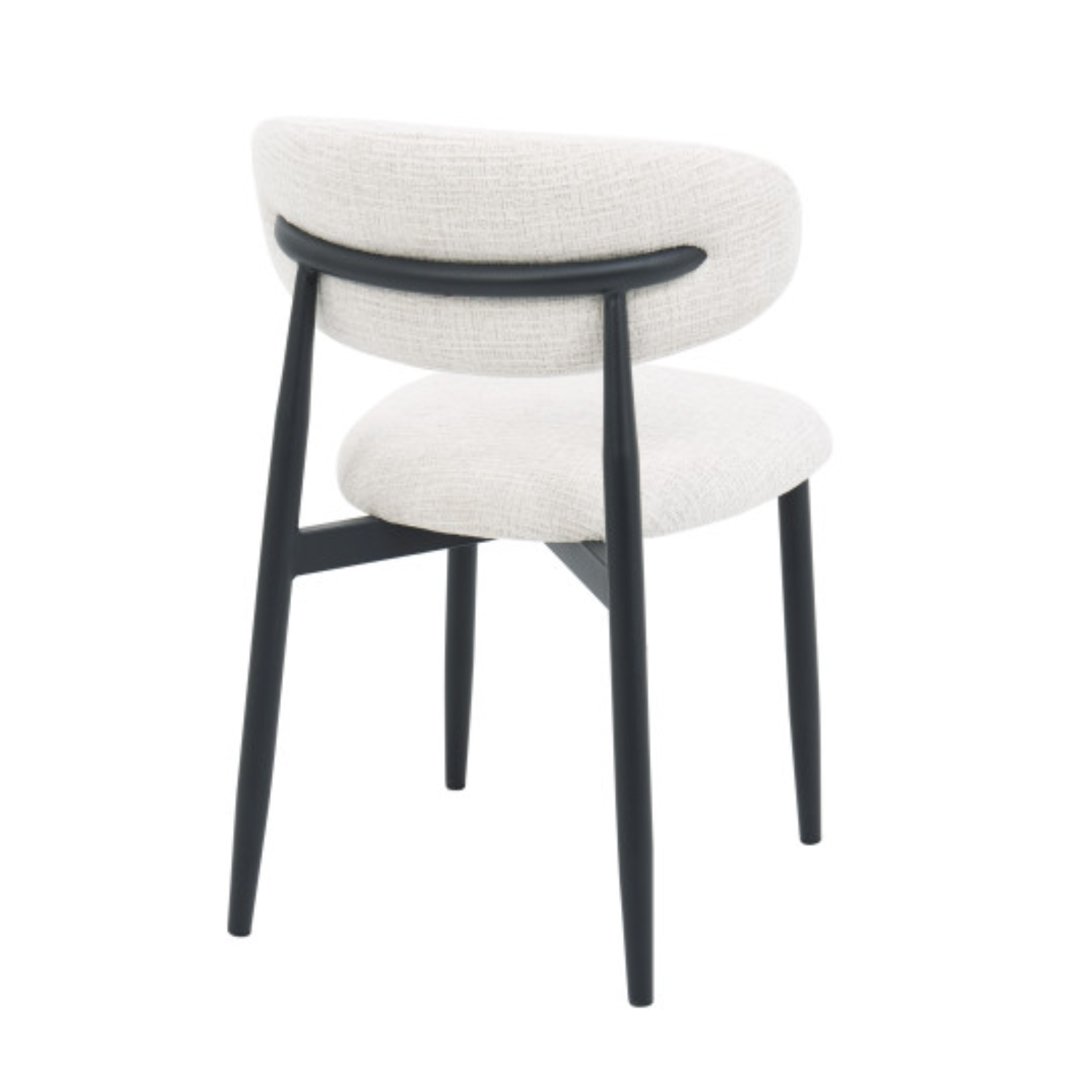 Chaise design – Assise et dossier en tissu, piétement acier (Beige ou Blanc)