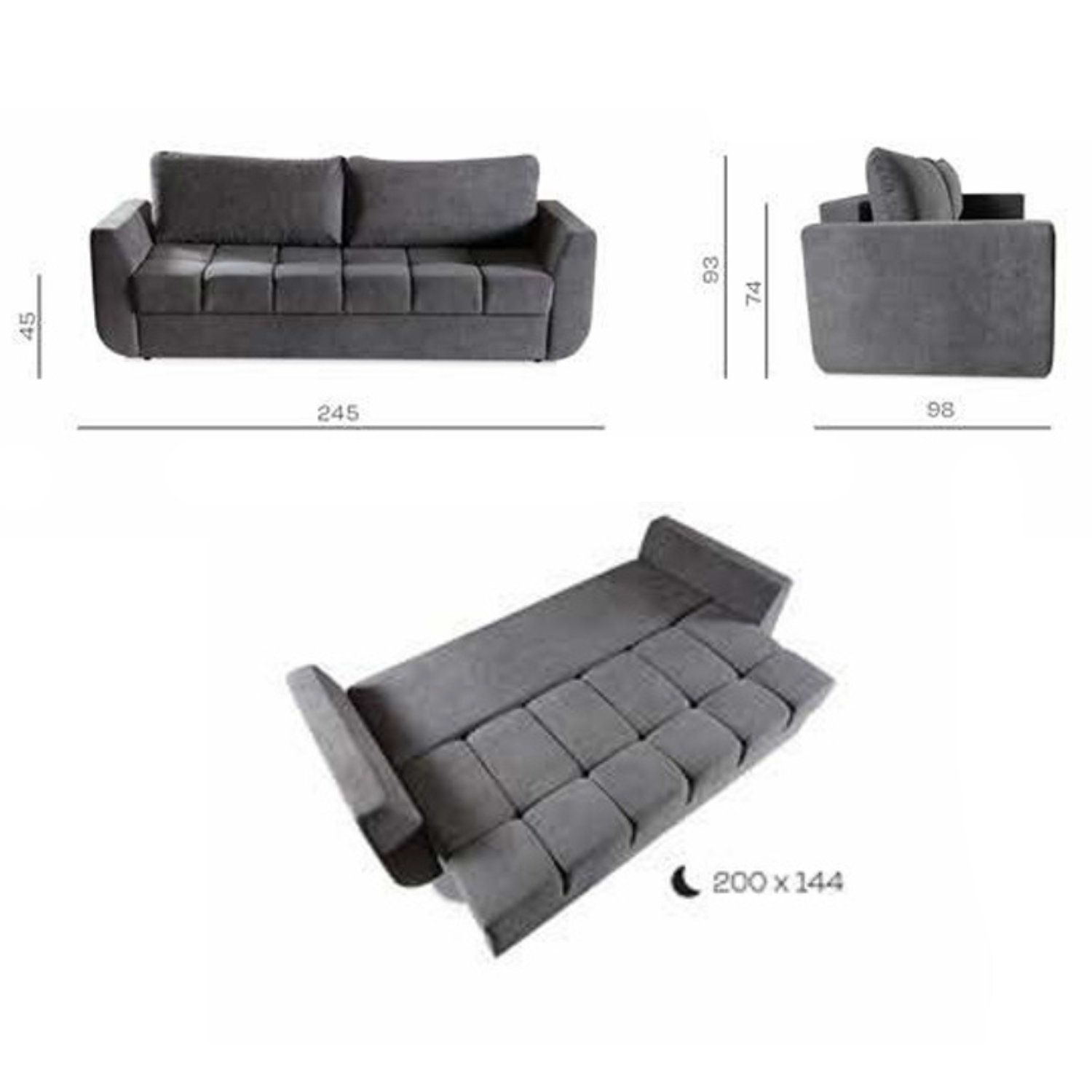 Canapé-lit moderne 245 cm avec fonction couchage et coffre – Élégance, confort et praticité au quotidien