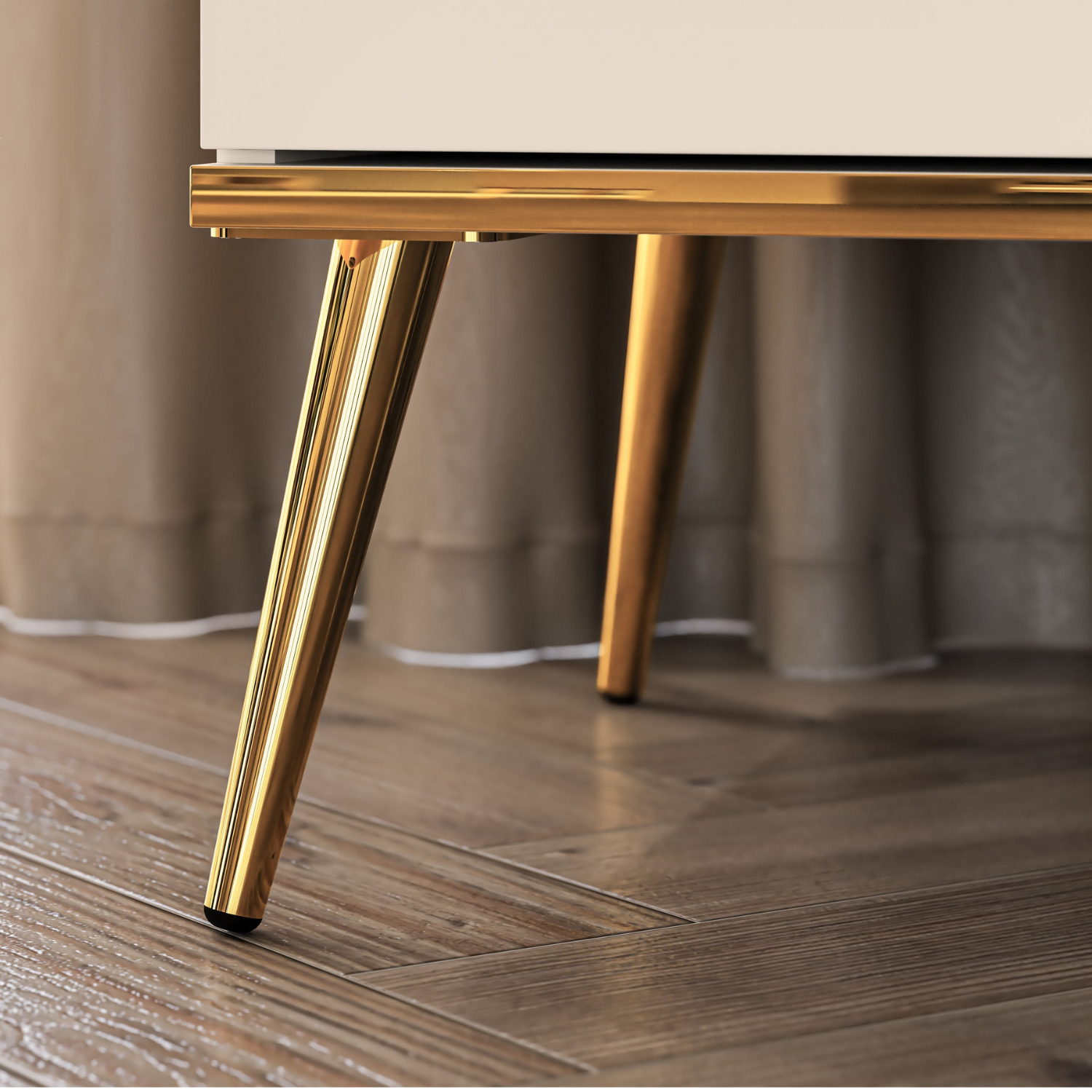 Table de Chevet - Design Cachemire avec Tiroir Spacieux et Pieds Dorés