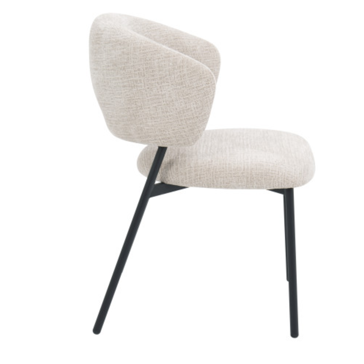 Chaise design – Tissu texturé & piètement acier noir (Beige ou Blanc)