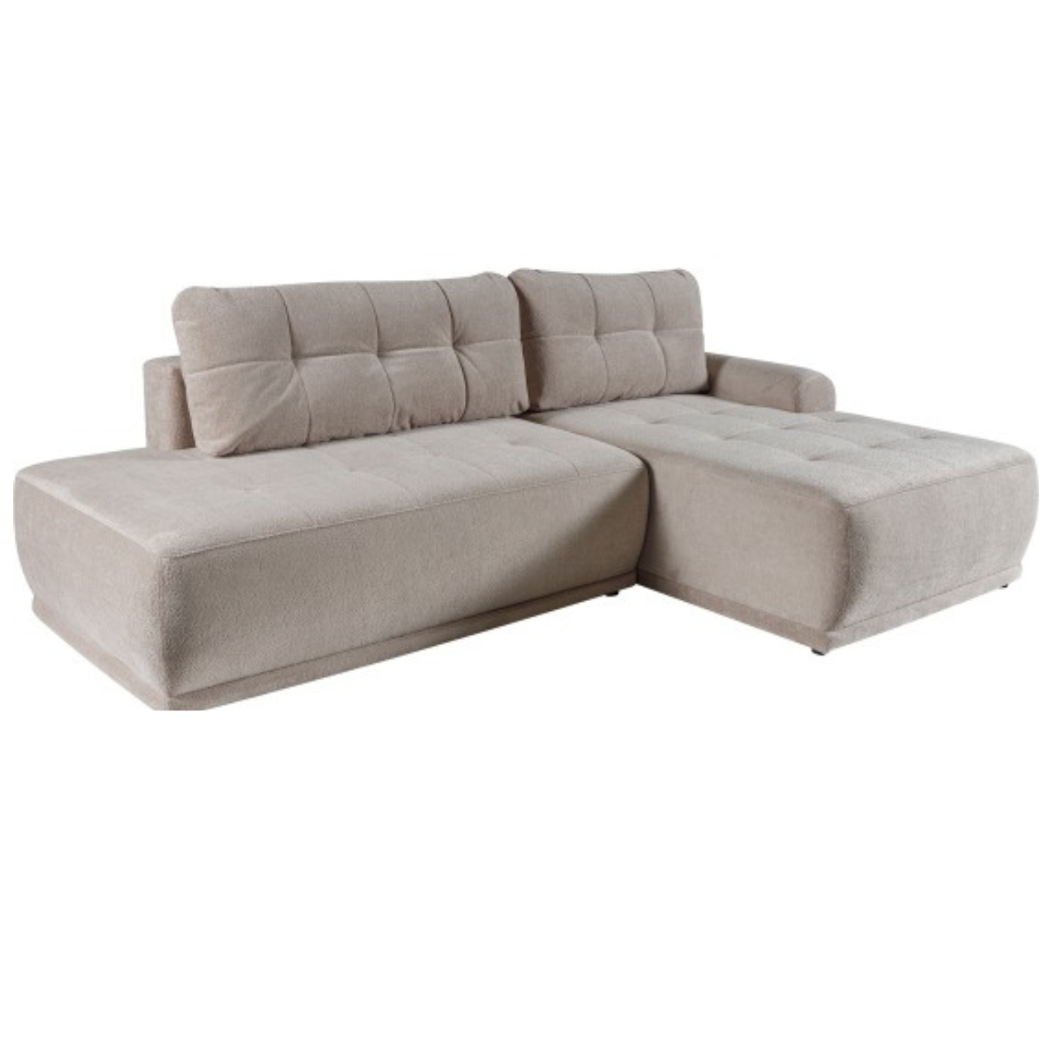 Canapé d’angle droit extensible avec rangement – 283 cm – Beige clair