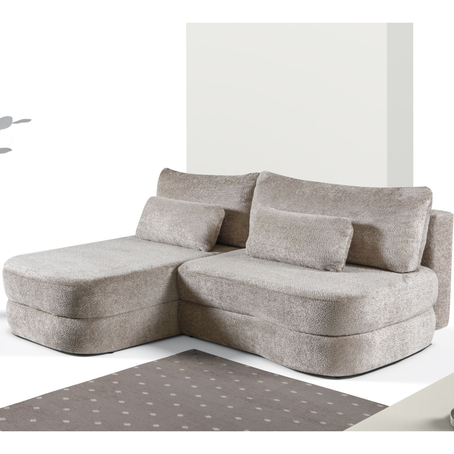 Canapé d’angle gauche extensible avec rangement  228 cm – Beige