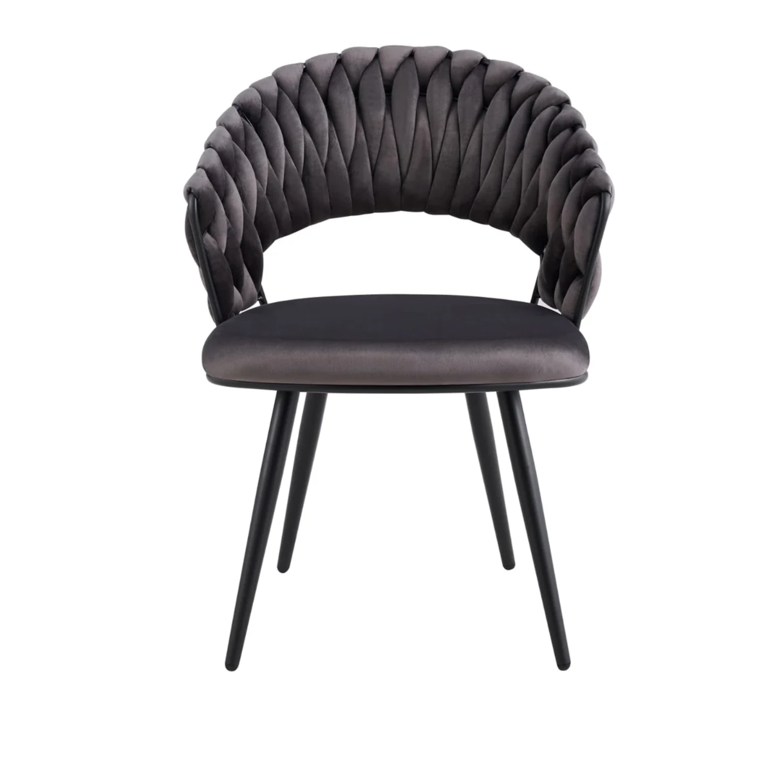 Chaise avec Pieds en Métal Noir et Assise en Velours