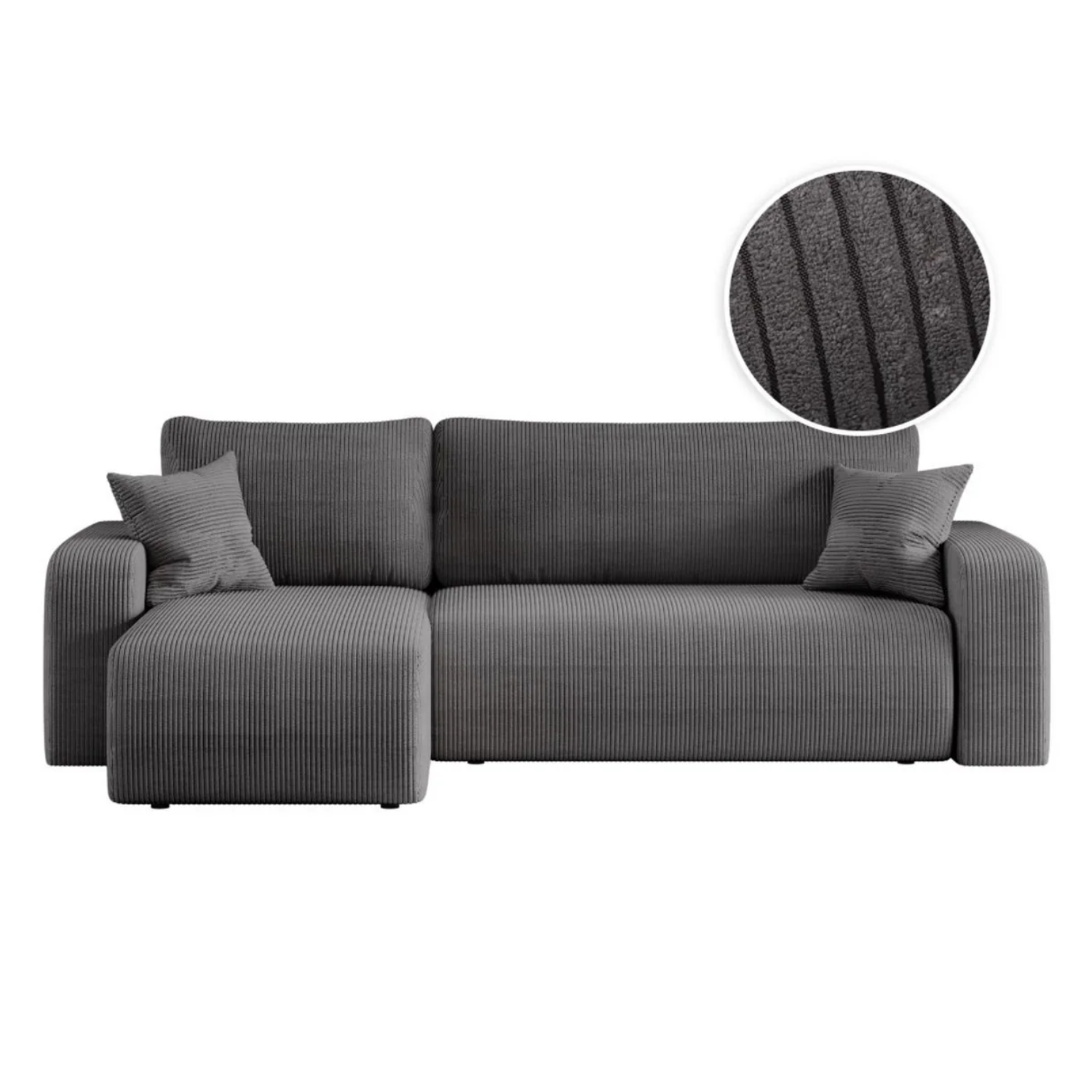 Canapé d'angle convertible et réversible 4 places en velours côtelé