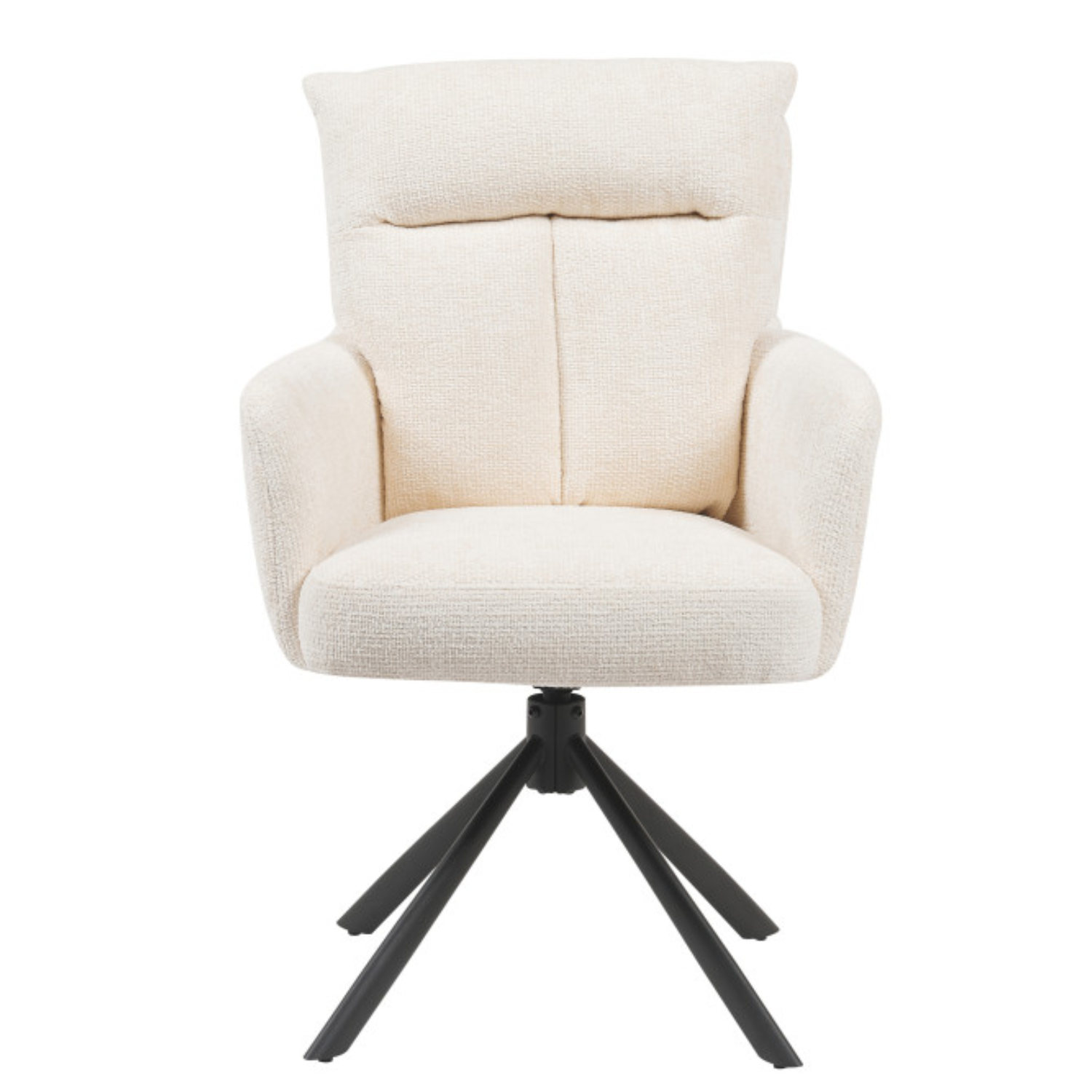 Chaise design – Assise et dossier en tissu bouclé, piétement acier (Beige / Taupe)