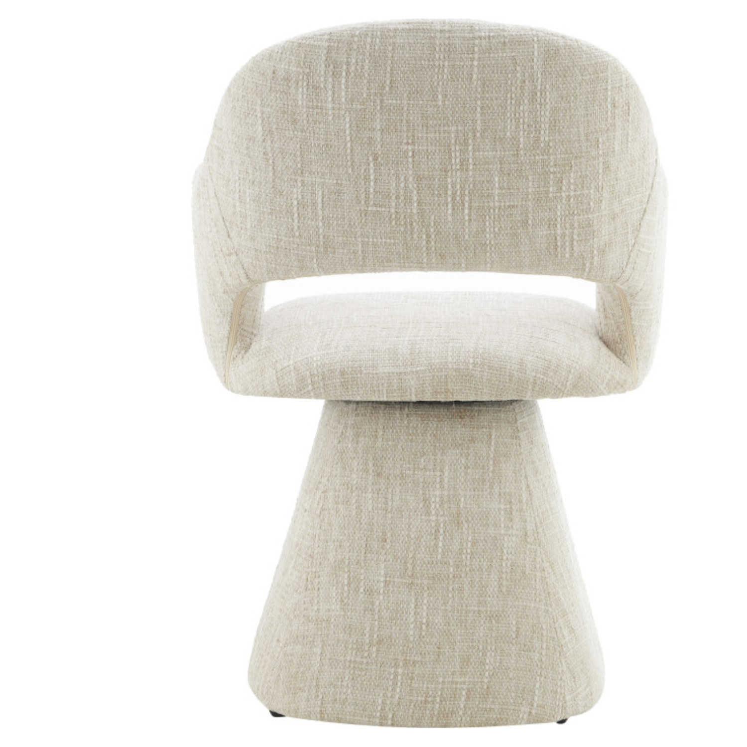 Chaise design – Coque enveloppante en tissu & base trapézoïdale (Beige ou Gris clair)