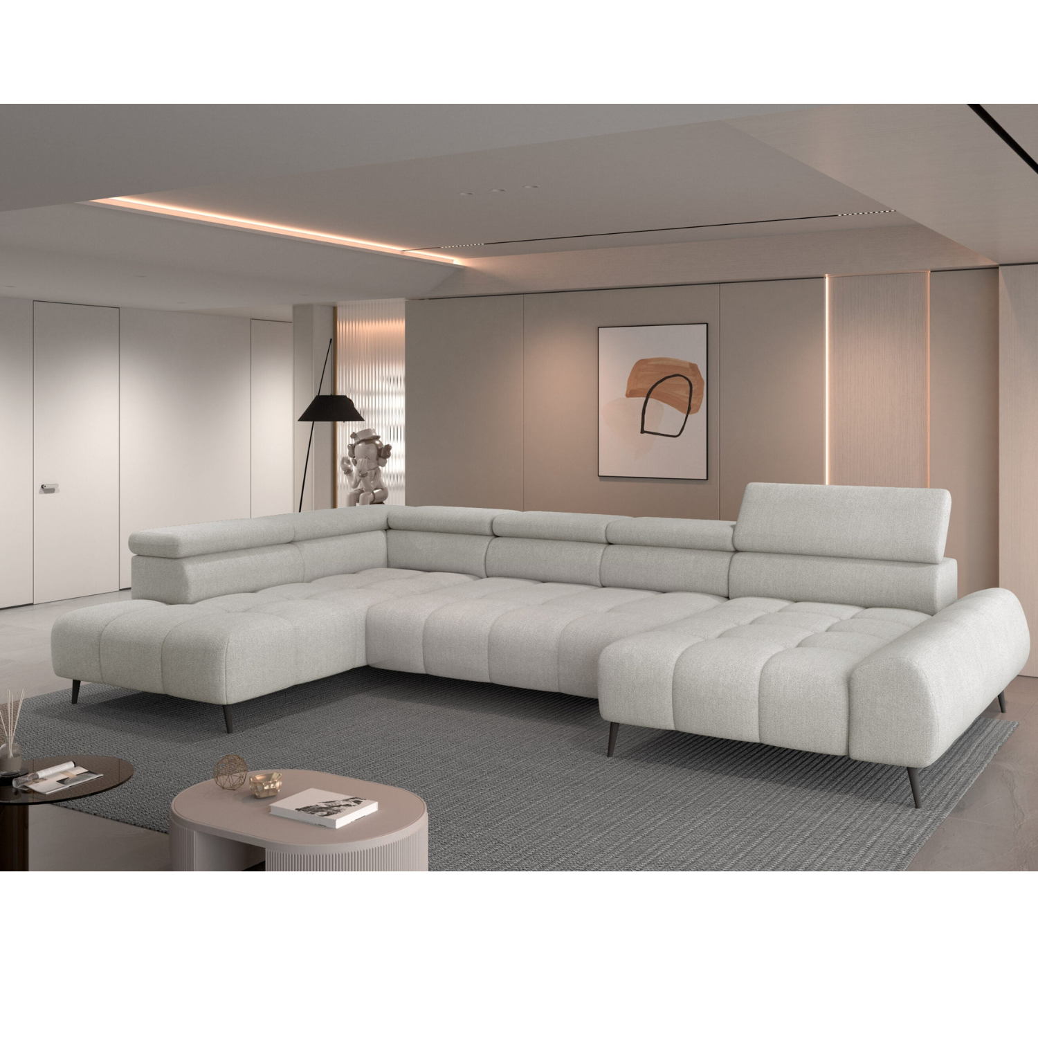 Canapé d'angle moderne avec réglage électrique de la profondeur d'assise Le canapé d'angle