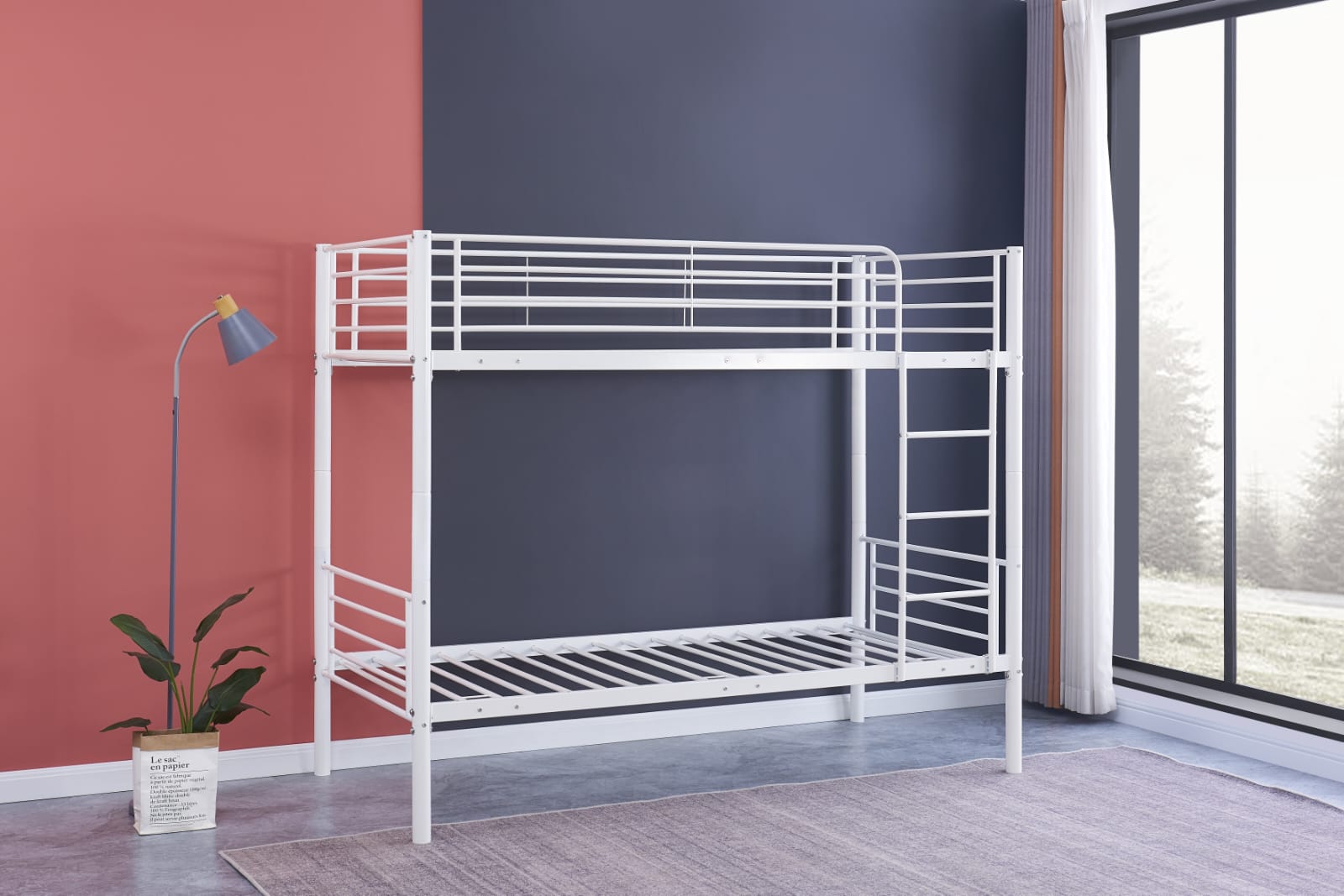 Lit superposé séparable revêtement et sommier en acier 90x 190cm - Decora Home