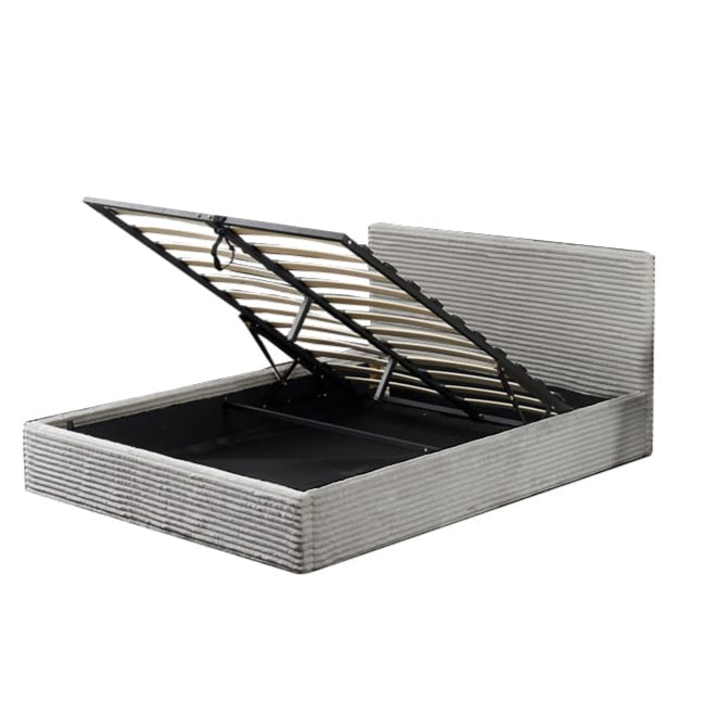 Lit Coffre Maia Côtelé en Velours Écru ou Gris – Style Moderne et Rangement Pratique - Decora Home
