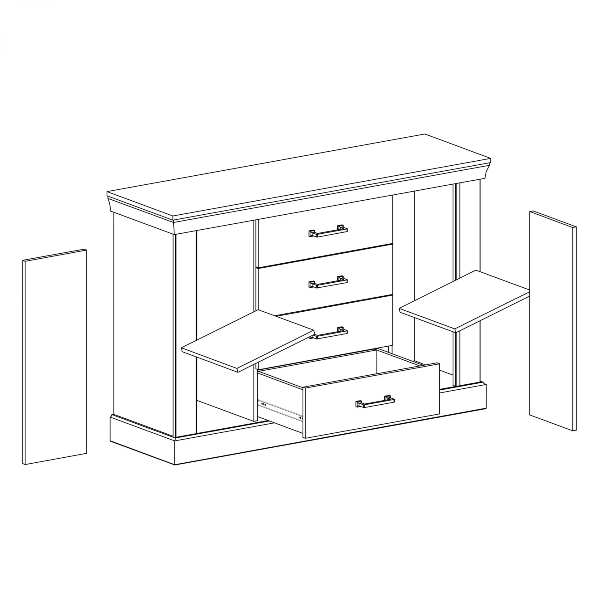 Commode, Buffet avec deux armoires et étagère - Decora Home