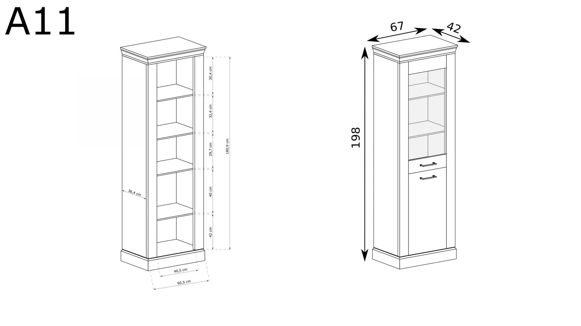 Vitrine avec façade en verre trempé et étagère interne - Decora Home
