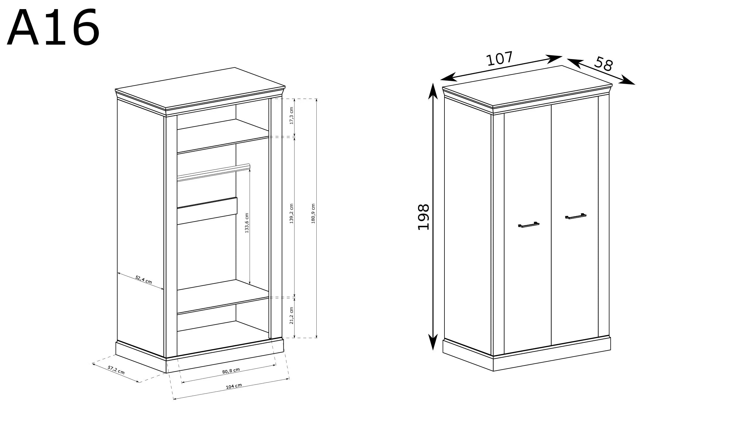 Armoire à deux portes avec rangements optimisés - Decora Home