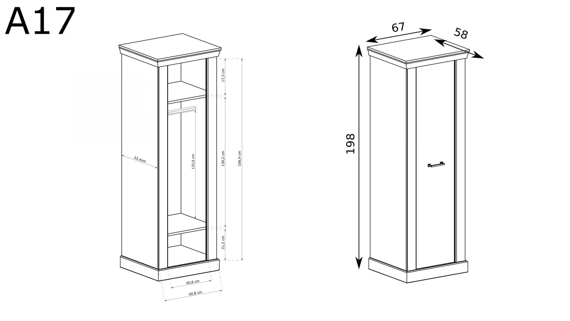 Armoire une porte avec tringle et étagères - Decora Home