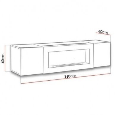 Meuble TV CROSS avec cheminée bioéthanol, white and orme Perla — vue 3