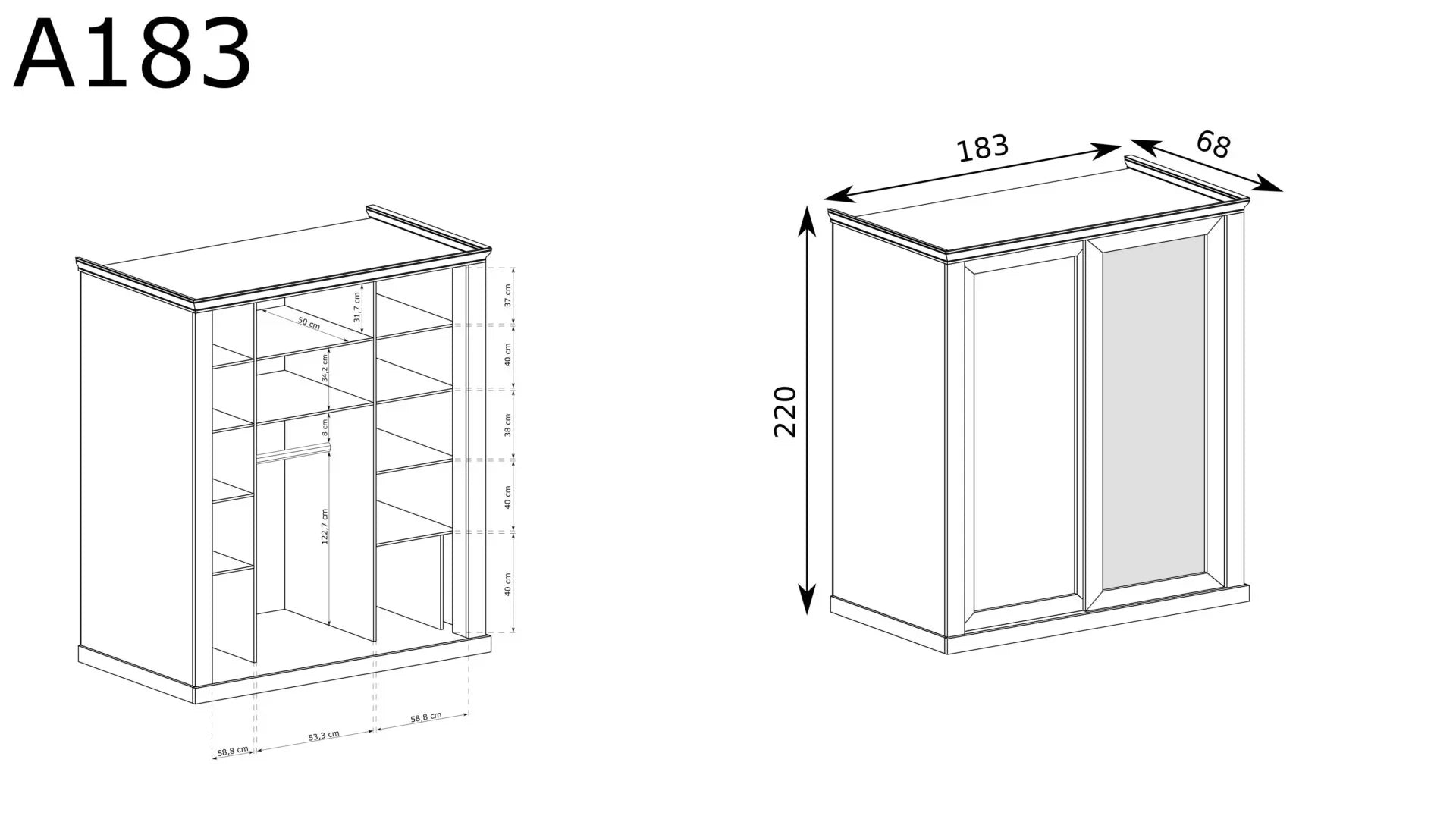 Armoire spacieuse avec portes coulissantes et miroir - Decora Home