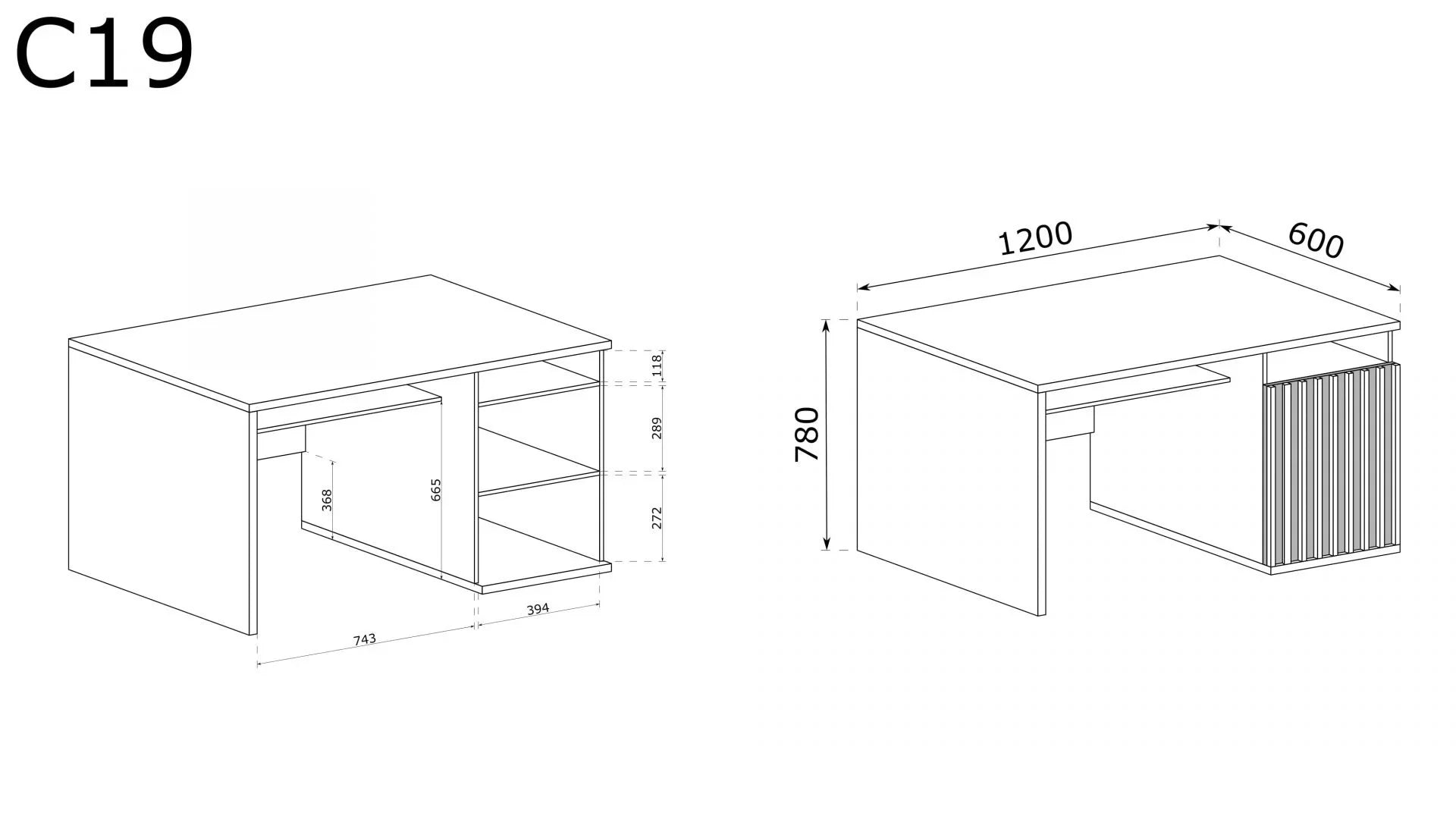 Bureau fonctionnel avec lattes tendance, étagères de rangement et plateau coulissant. - Decora Home