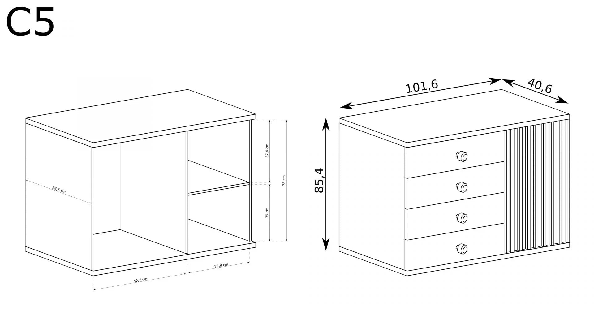 Commode, Buffet moderne au design raffiné avec poignées élégantes - Decora Home
