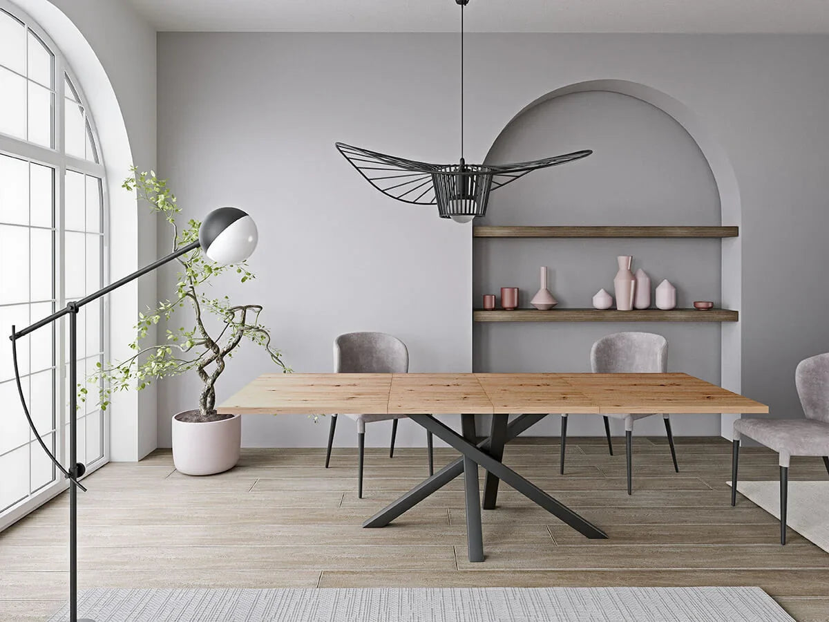 Grande Table Extensible avec Pieds en Métal Peints en Noir - Decora Home