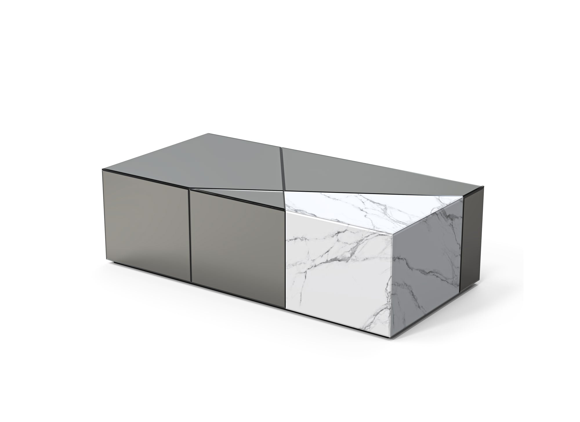 TABLE BASSE ALPHA MIROIR GRIS MARBRE
